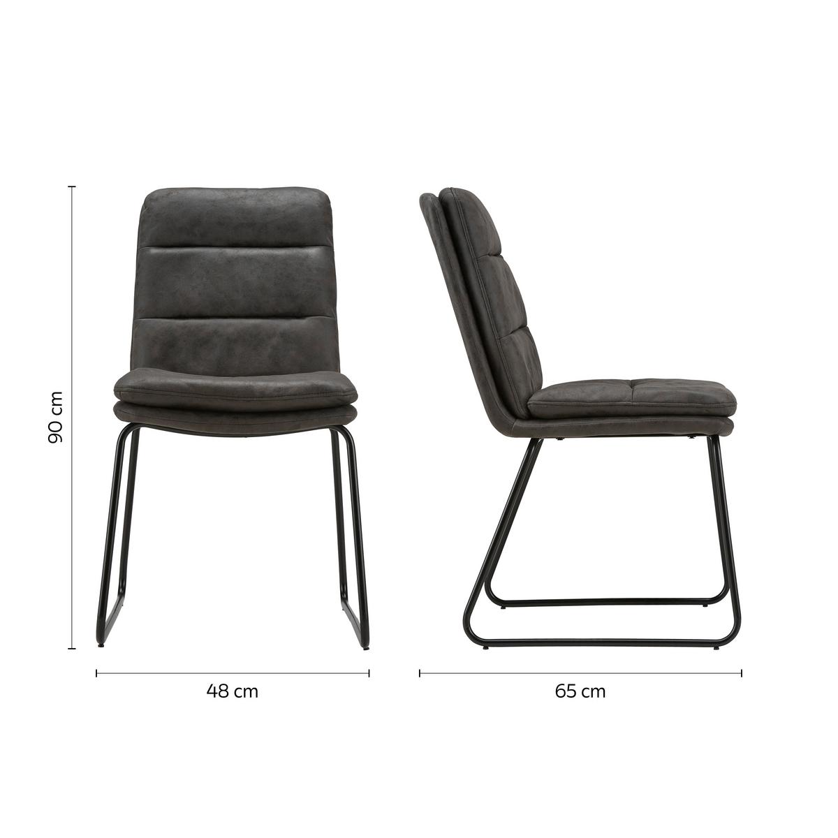 Stol Kona, Temno Siva, Mikrovlakna - temno siva/črna, Moderno, kovina/tekstil (48/90/65cm) - Bessagi Home