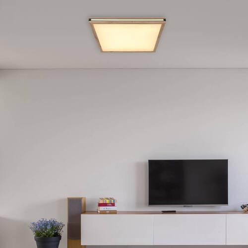 LED-Deckenleuchte Carla Weiß/Dunkelbraun max. 36 Watt - Dunkelbraun/Opal, Natur, Holzwerkstoff/Kunststoff (60/60/7,5cm) - Globo