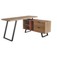 Eckschreibtisch Carmelo II in Schwarz/Eichefarben - Eichefarben/Schwarz, Modern, Holzwerkstoff/Metall (150/75/120cm) - Mömax