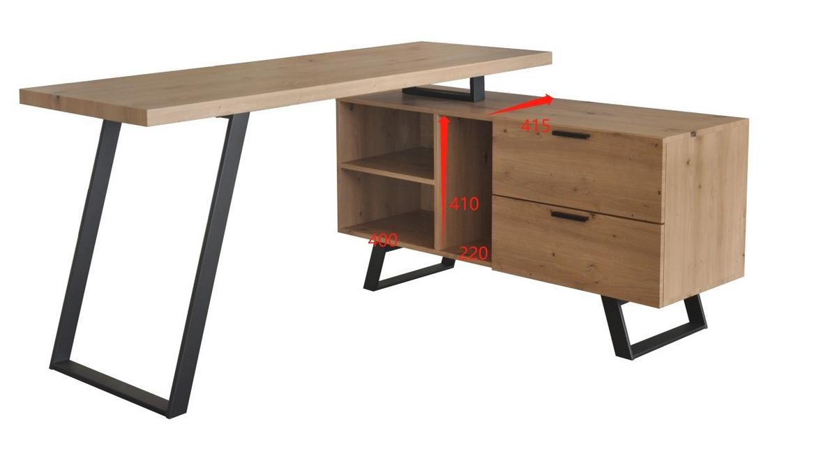 Eckschreibtisch Carmelo II in Schwarz/Eichefarben - Eichefarben/Schwarz, MODERN, Holzwerkstoff/Metall (150/75/120cm) - Mömax