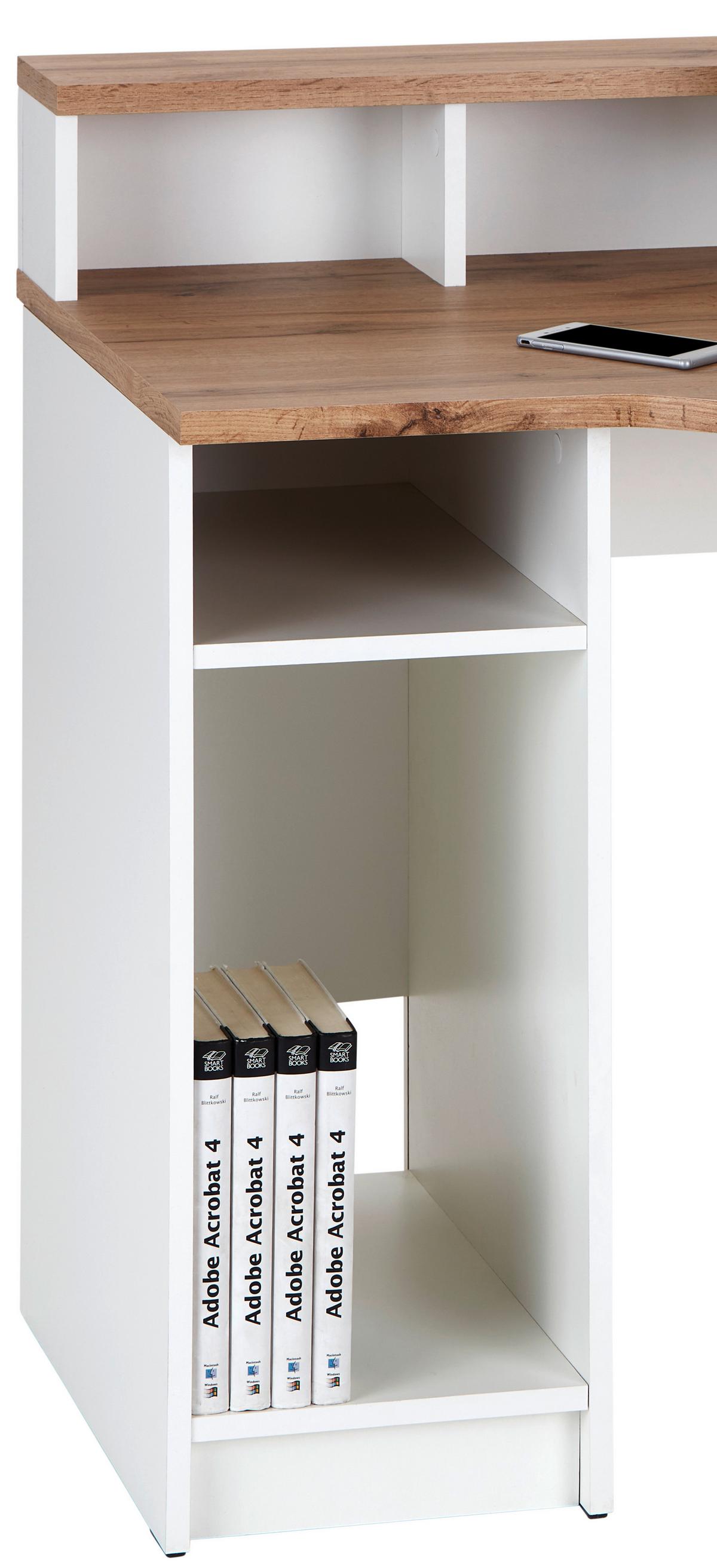 Radni Stol Tobi Mx 166 - bijela/boje hrasta, Moderno, drvni materijal/plastika (150/91/68cm) - Modern Living