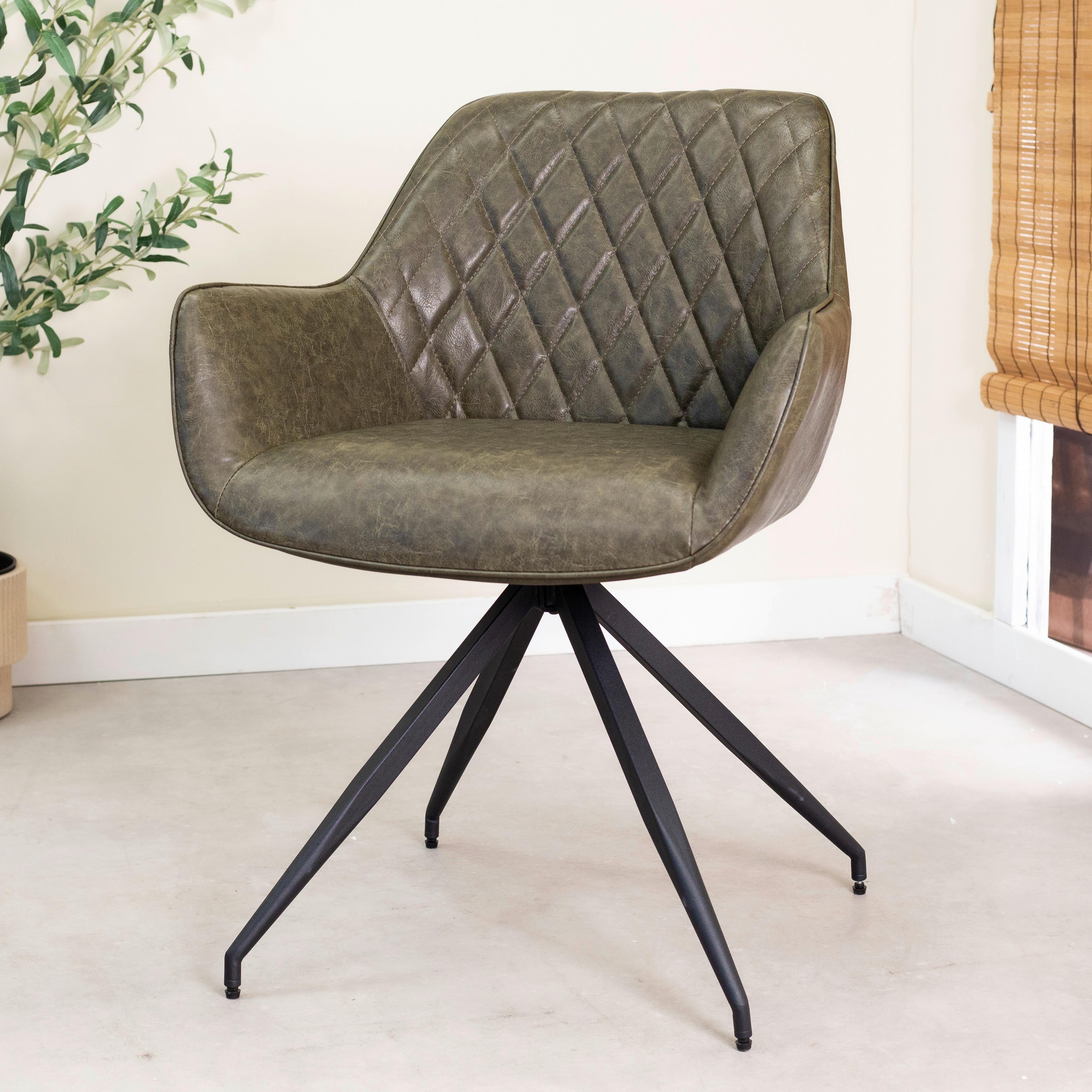 ARMLEHNSTUHL-SET GABI - Dunkelgrün/Schwarz, KONVENTIONELL, Textil/Metall (62/82/61cm) - MID.YOU