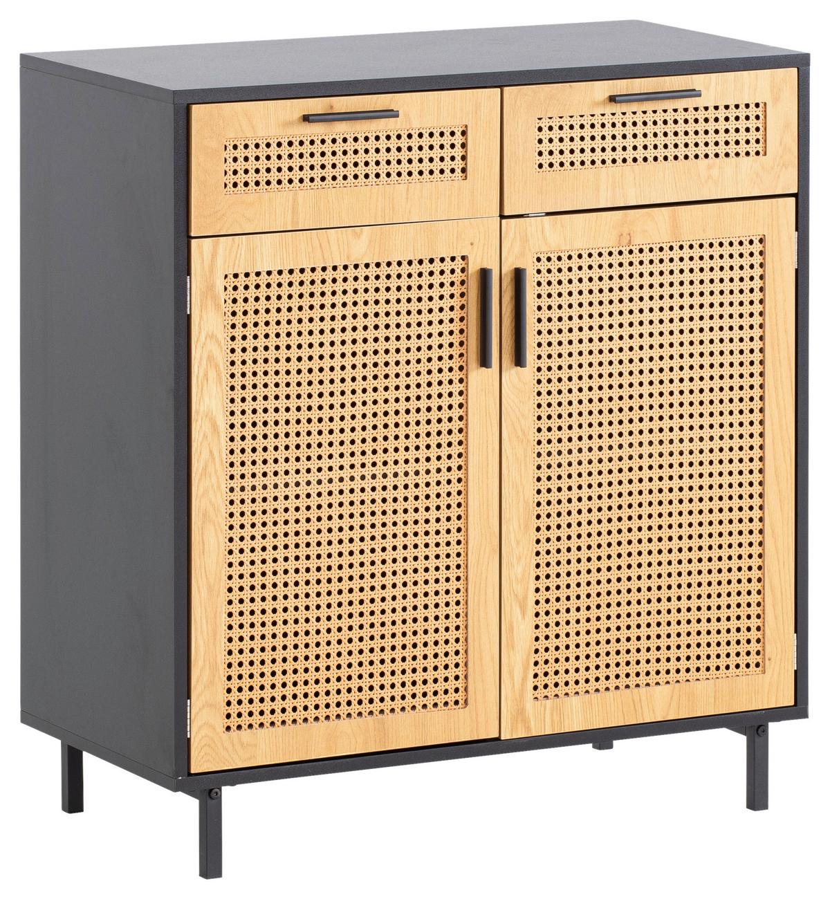 Široka Komoda Wl6.830 - črna/rjava, Konvencionalno, kovina/leseni material (80/86,5/40cm) - Livetastic