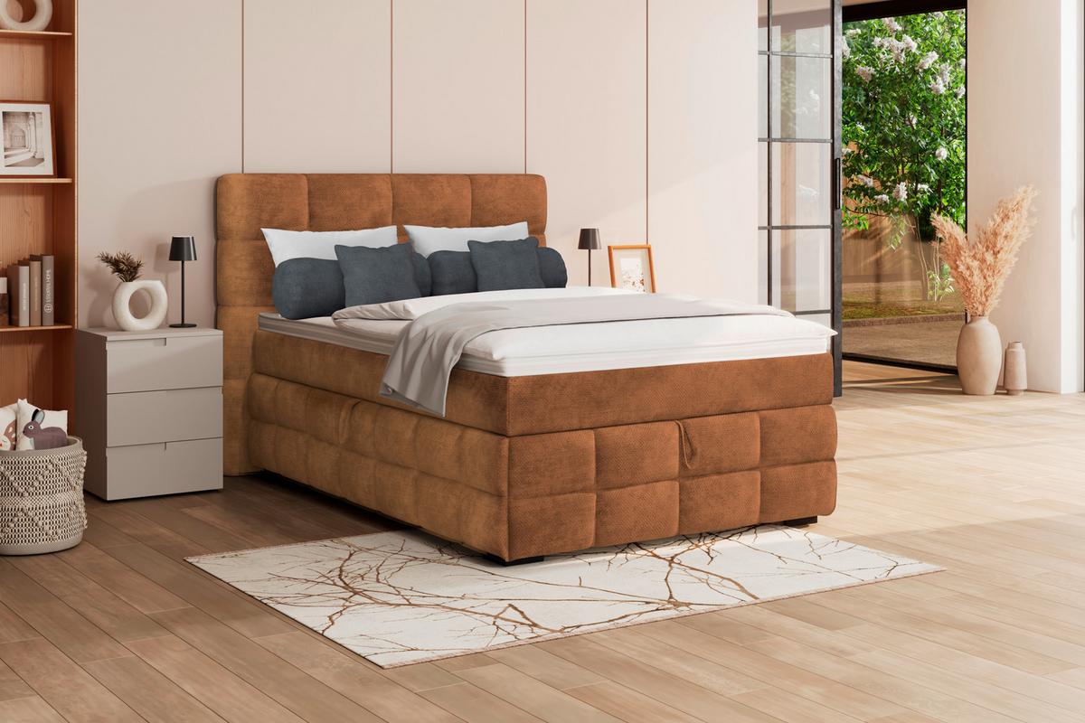 Box Krevet Vega - boje hrđe/bijela, Trend, tekstil/drvo (120/200cm) - Modern Living