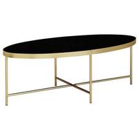 Couchtisch "WL5.993" ca. 110x56 cm, schwarz - Goldfarben/Schwarz, Design, Glas/Metall (110/56/41cm) - MID.YOU