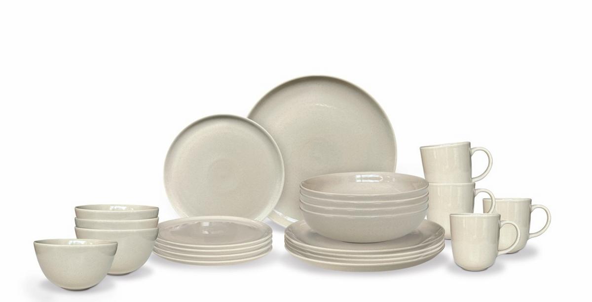 SERWIS OBIADOWO-ŚNIADANIOWY STILO SALINO - greige, Trend, ceramika (29,5cm) - ASA