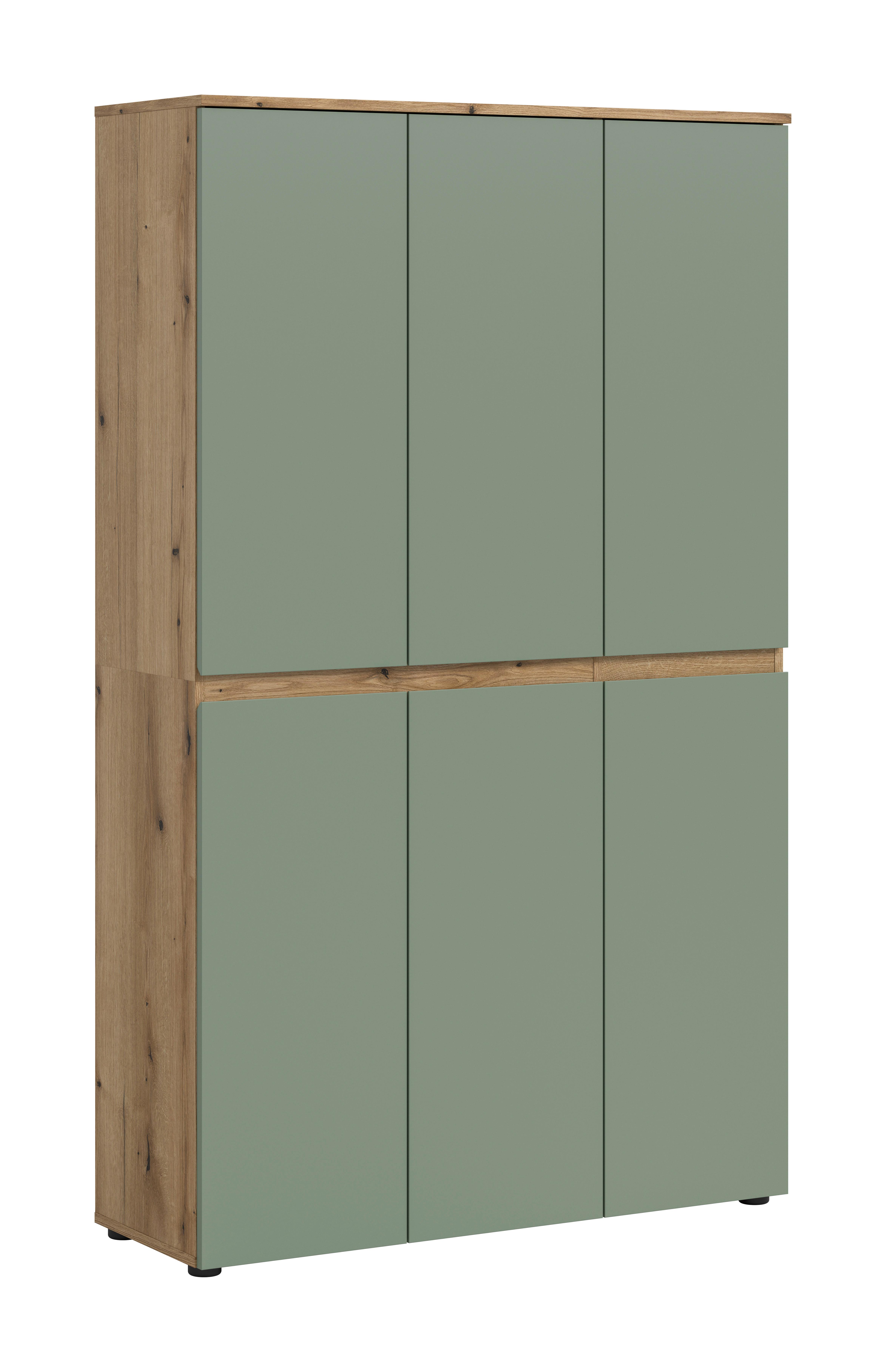 Garderobenschrank Scarpa Graugrün/Eiche - Eichefarben/Schwarz, Design, Holzwerkstoff/Kunststoff (105/175/37cm) - Livetastic