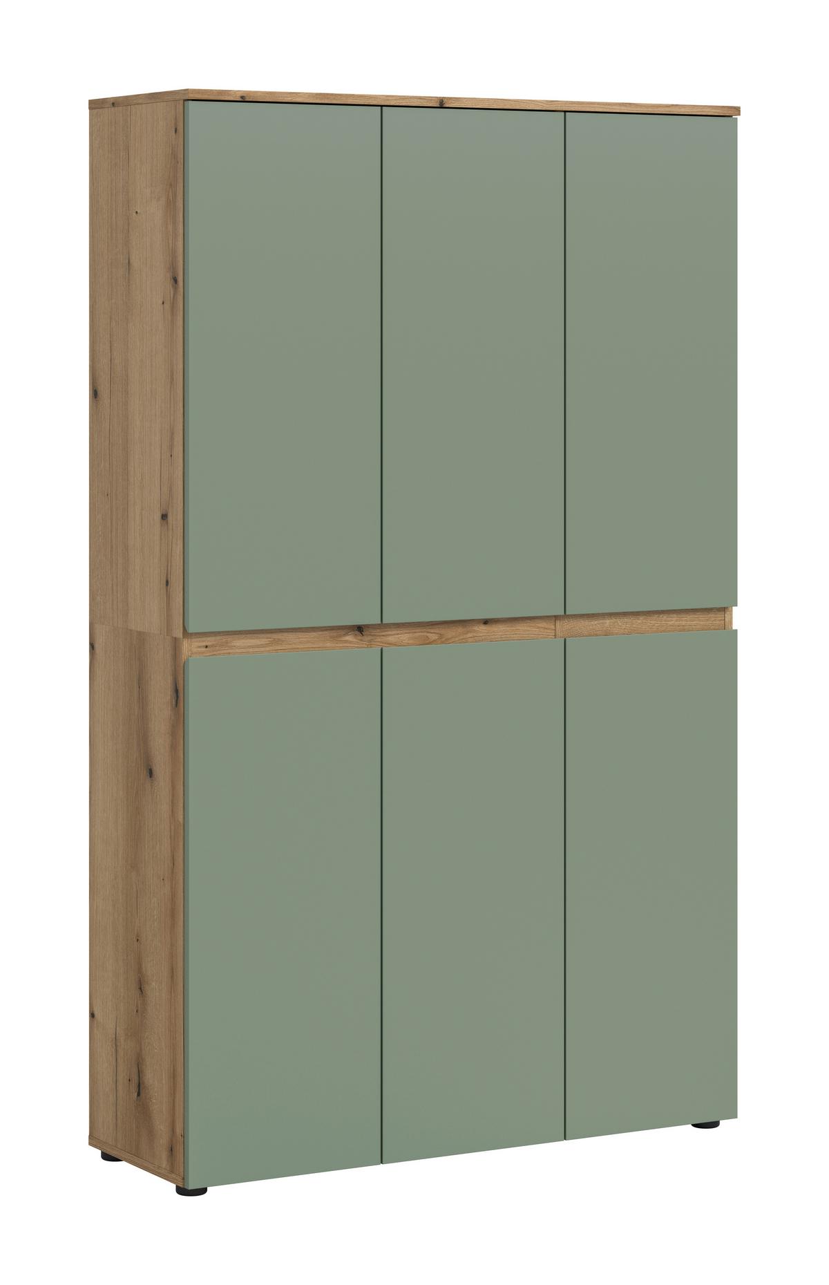 Garderobenschrank Scarpa Graugrün/Eiche - Eichefarben/Schwarz, Design, Holzwerkstoff/Kunststoff (105/175/37cm) - Livetastic