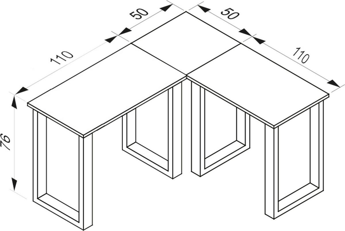 ECKSCHREIBTISCH LONA - Anthrazit/Silberfarben, Design, Holzwerkstoff/Metall (160/160/76cm) - MID.YOU