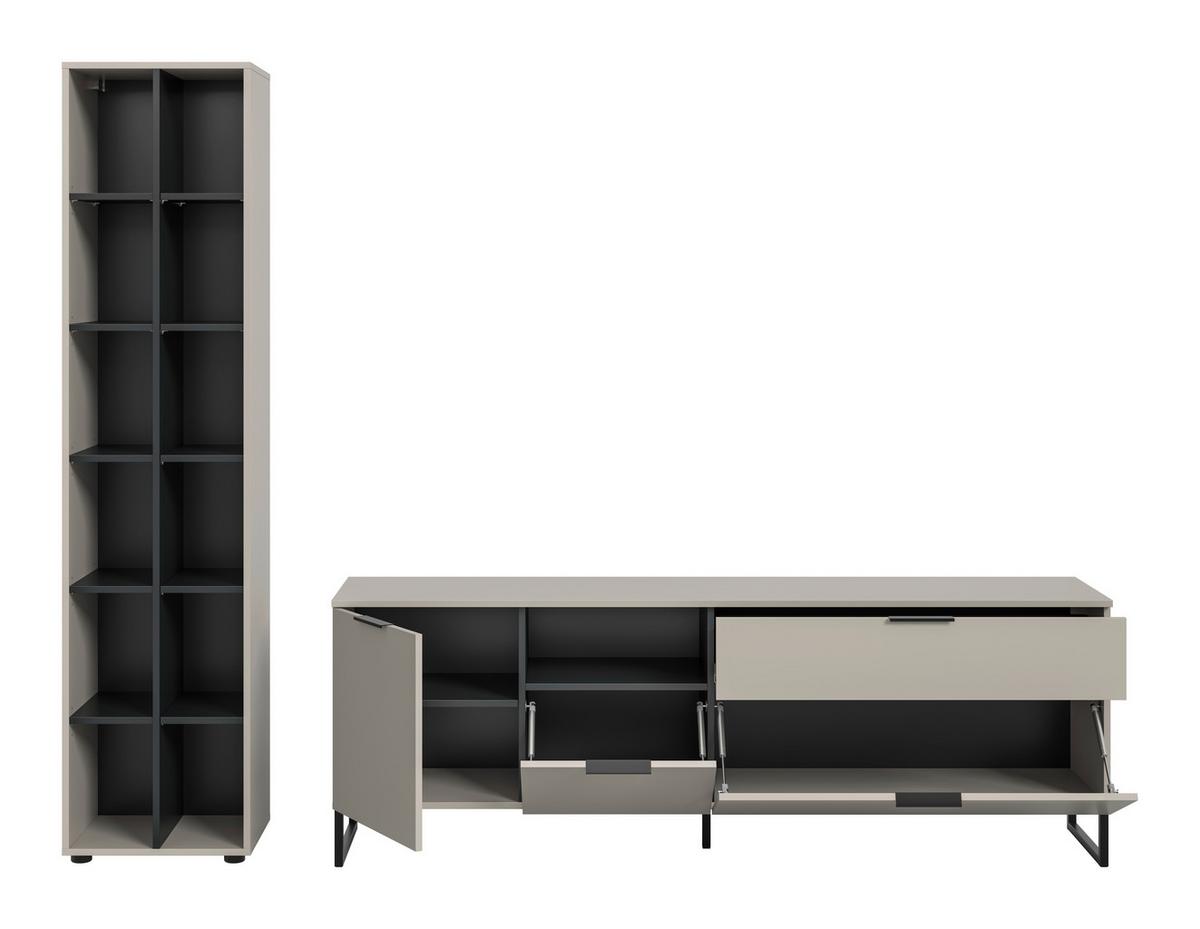 Dnevni Regal Noida, Kašmir, Črna, 2-Delni - kašmir/črna, Design, kovina/umetna masa (245/192/41cm) - Livetastic