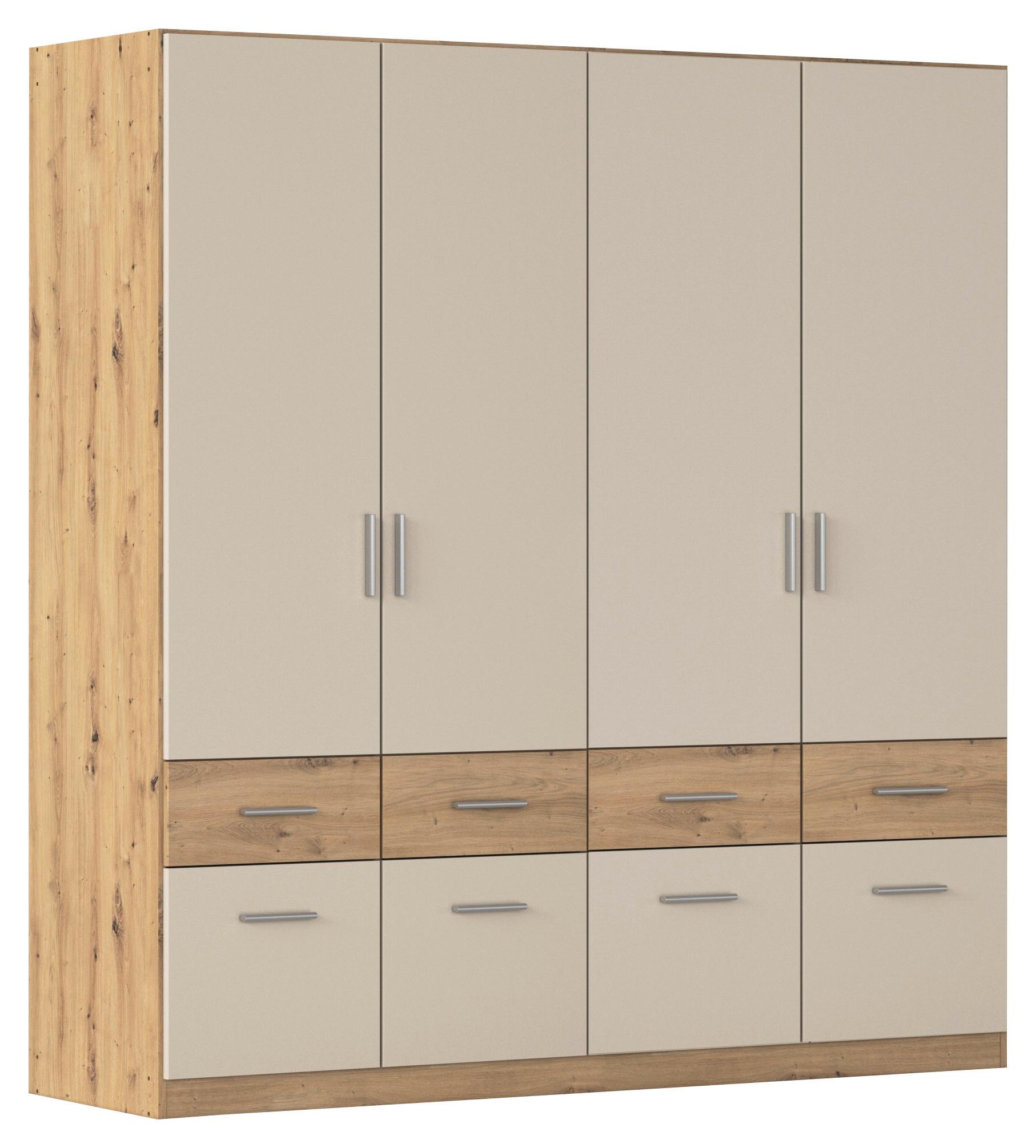 Drehtürenschrank Celle-Super Champagner/Eiche Artisan - Champagner/Alufarben, KONVENTIONELL, Holzwerkstoff/Kunststoff (181/197/54cm) - Mömax