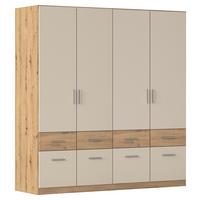 Drehtürenschrank Celle-Super Champagner/Eiche Artisan - Champagner/Alufarben, KONVENTIONELL, Holzwerkstoff/Kunststoff (181/197/54cm) - Mömax
