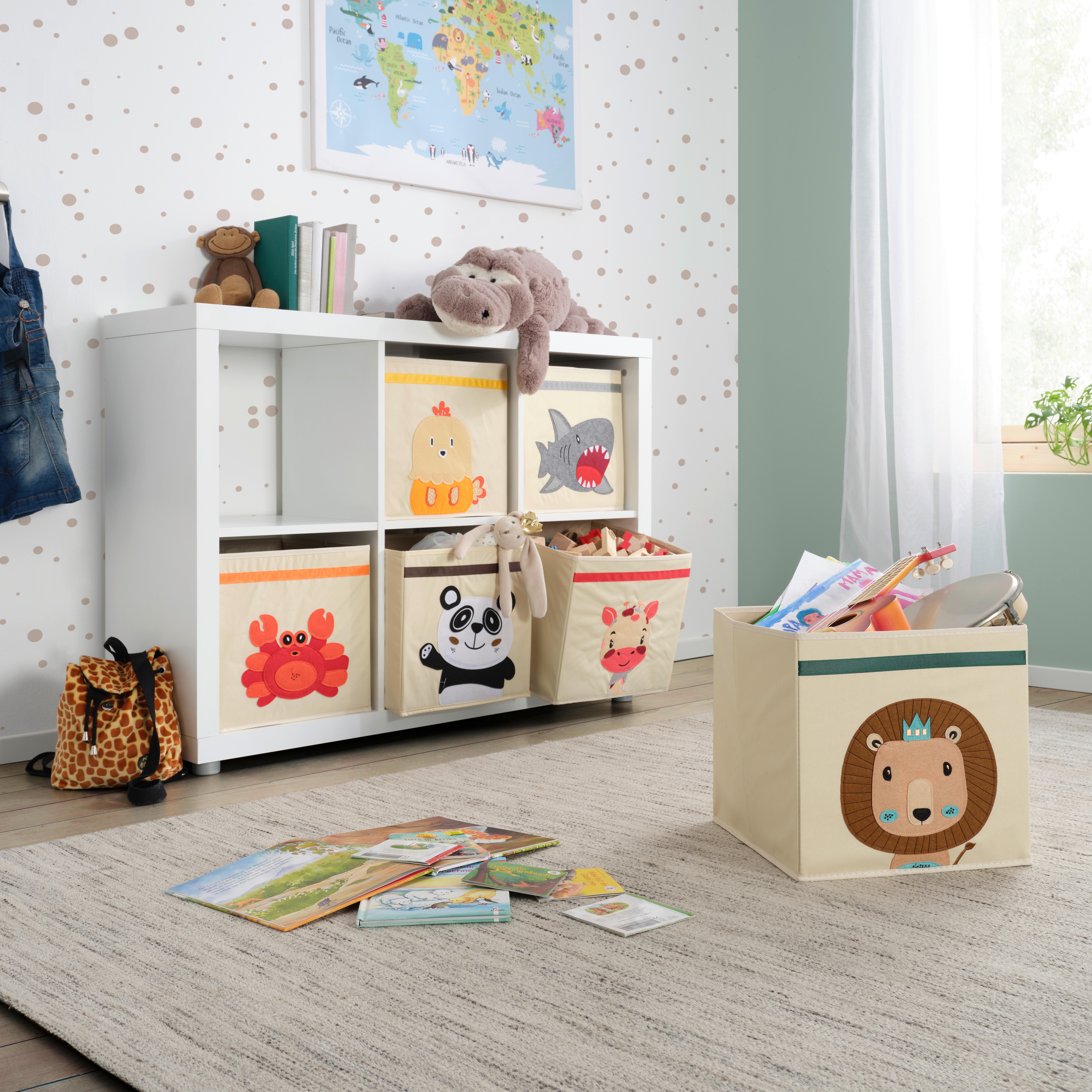 Faltbox Peter ca. 34l - Rot/Creme, Karton/Textil (33/32/33cm) - Mömax