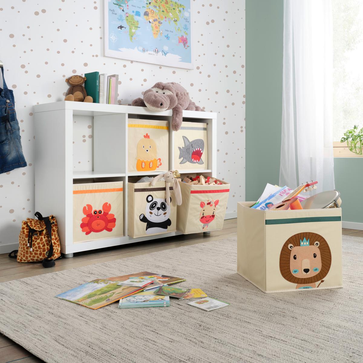 Faltbox Peter ca. 34l - Rot/Creme, Karton/Textil (33/32/33cm) - Mömax