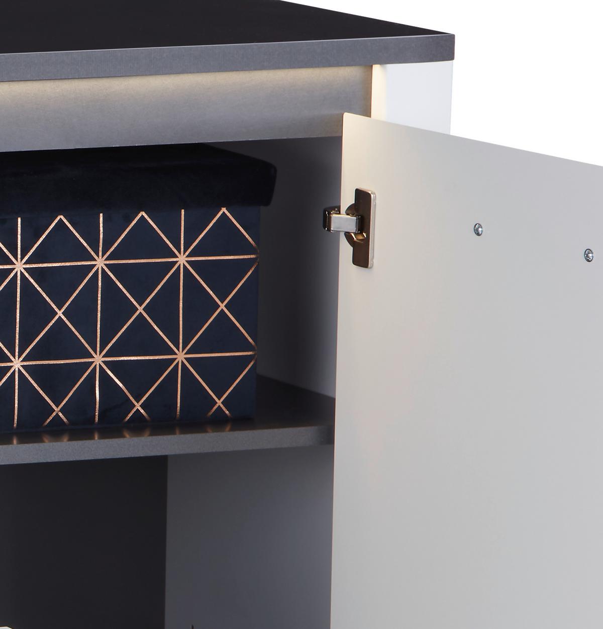 Komoda Alassio Alsk09 - bijela/boje grafita, Moderno, drvni materijal/plastika (156,3/86,2/40,5cm) - Modern Living