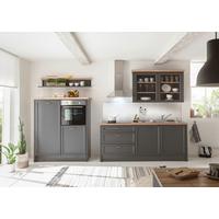 Küchenblock Jasmit mit Geräten ca. 210 cm Anthrazit/Eiche - Anthrazit/Eiche Artisan, ROMANTIK / LANDHAUS, Glas/Holzwerkstoff (210-134cm) - P & B