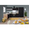 Eckküche Economy Schwarz /Eichefarben ca. 172x310 cm - Edelstahlfarben/Eichefarben, Basics, Glas/Holzwerkstoff (172/310cm) - Respekta