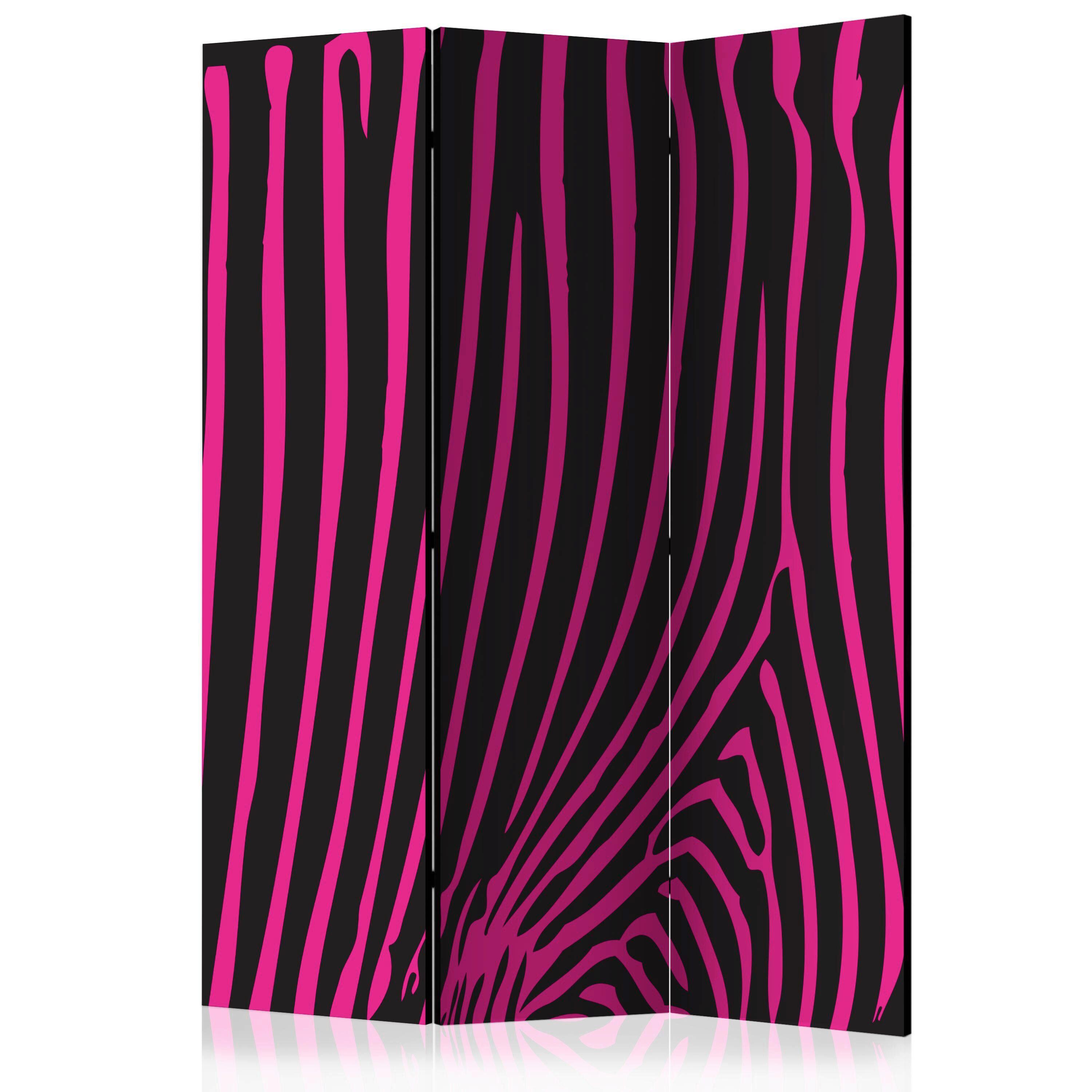 Paravan Zebra Pattern Pink, 3-Delni, Dvostranski - pink/črna, Basics, tekstil/les (135/172/3cm) - artgeist