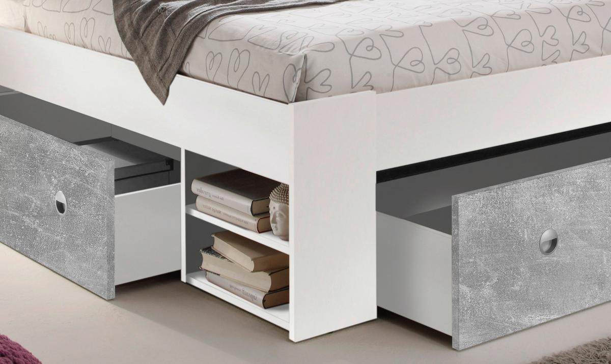 Posteljna Garnitura Stefan, S Predali, 140x200 - siva/bela, Moderno (140/200cm) - Boxxx