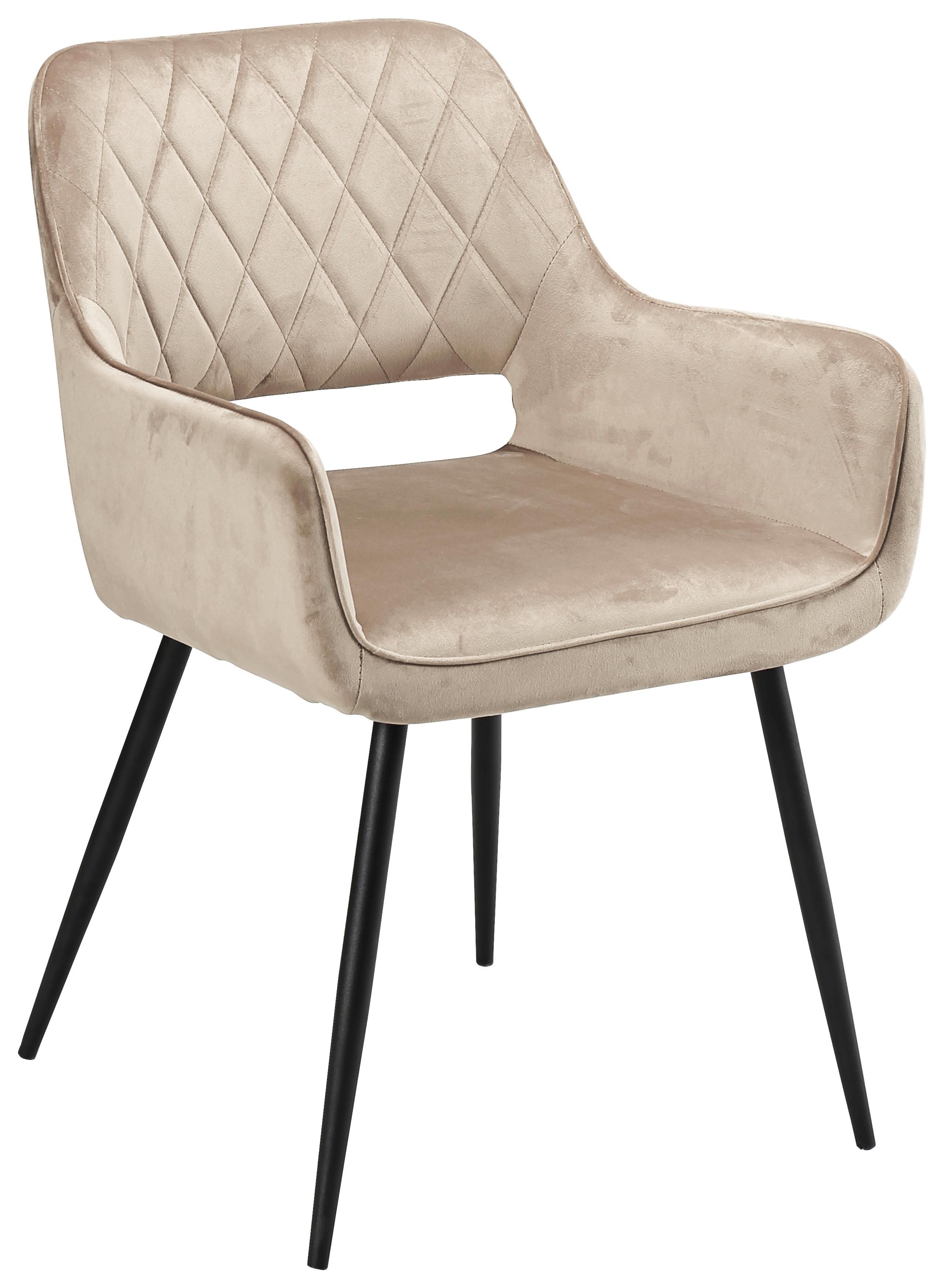 Armlehnstuhl Serafina Beige - Beige/Schwarz, MODERN, Holz/Textil (55/79/59cm) - Mömax