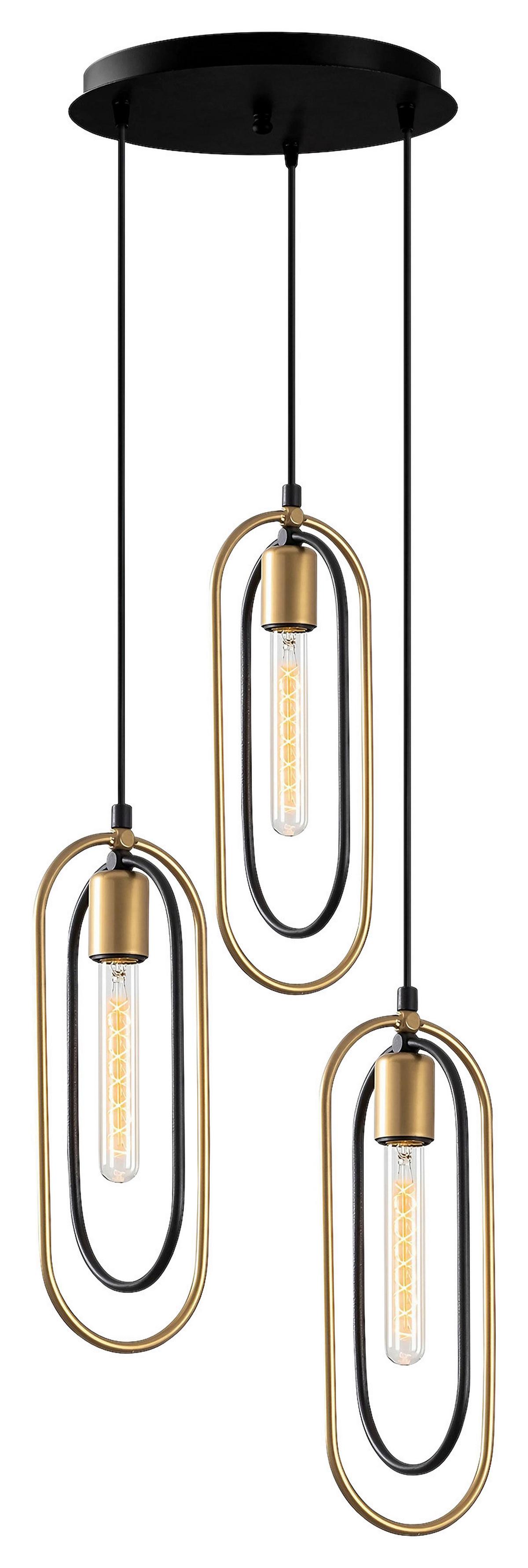 LAMPA WISZĄCA CERCO - 2021 - czarny/kolor złoty, Design, metal (38/132cm) - P & B