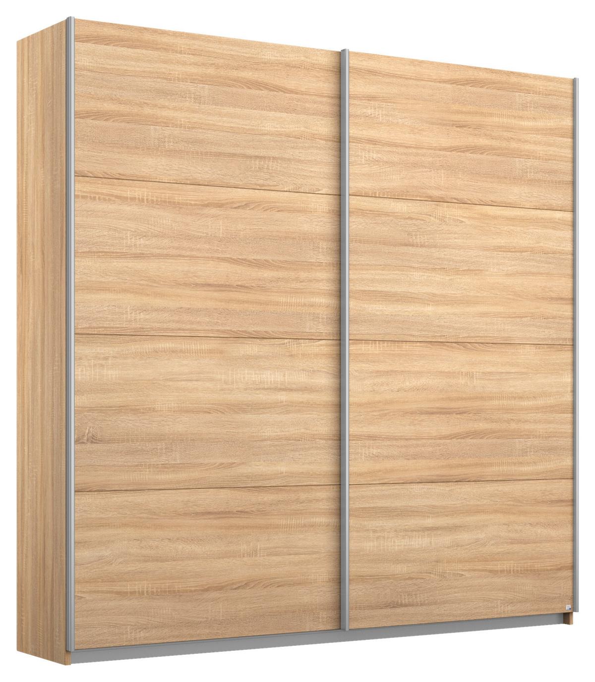 Schwebetürenschrank "Belluno", eiche - Alufarben/Sonoma Eiche, MODERN, Holzwerkstoff/Metall (181/210/62cm) - Rauch Möbel