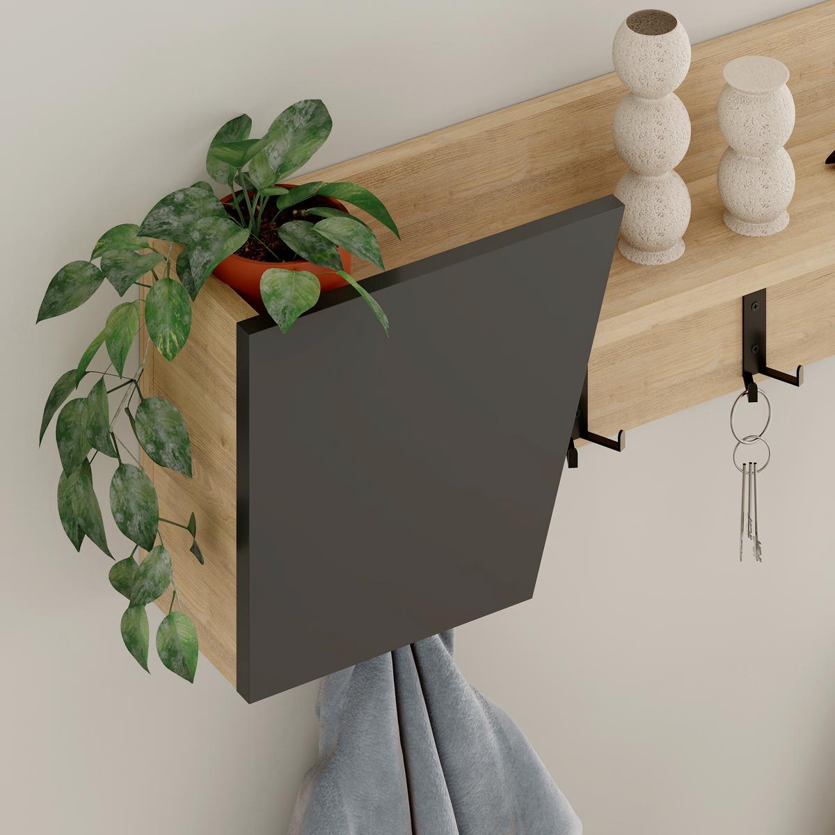 Wandgarderobe Eleva ca. 74x26 cm Anthr./Eiche - Eichefarben/Anthrazit, Design, Holzwerkstoff/Metall (74/26/15.7cm) - Livetastic