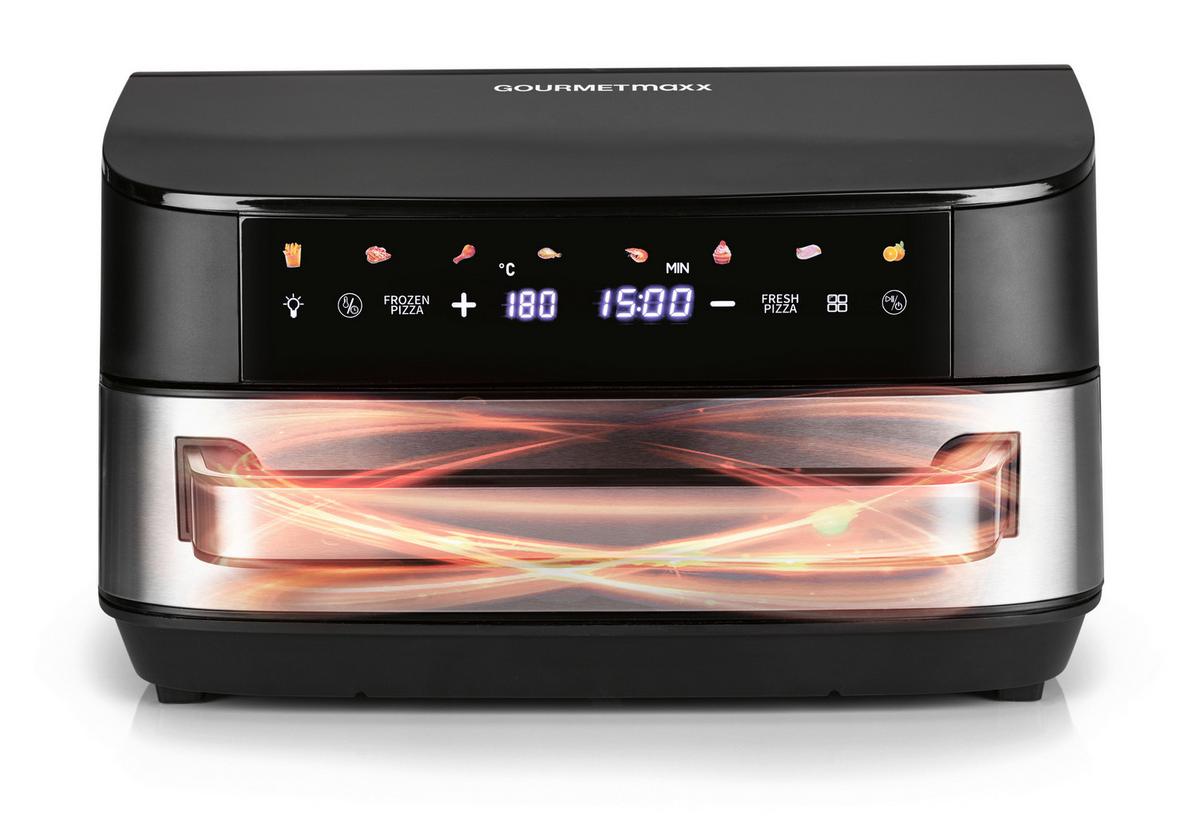 FRYTKOWNICA BEZTŁUSZCZOWA 16428 - kolor srebrny/czarny, Basics, tworzywo sztuczne/metal (32,5/41/24cm) - GOURMETMAXX