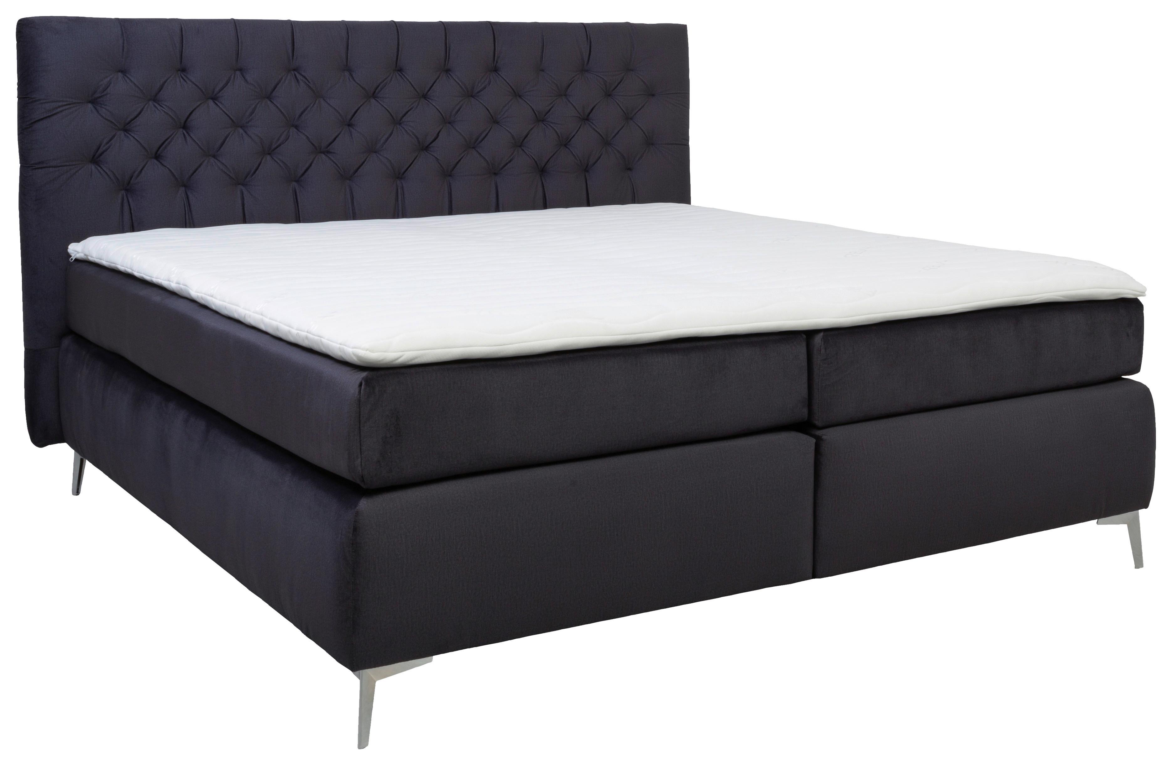 Postelja Boxspring One - barve kroma/črna, Konvencionalno, tekstil (180/200cm)