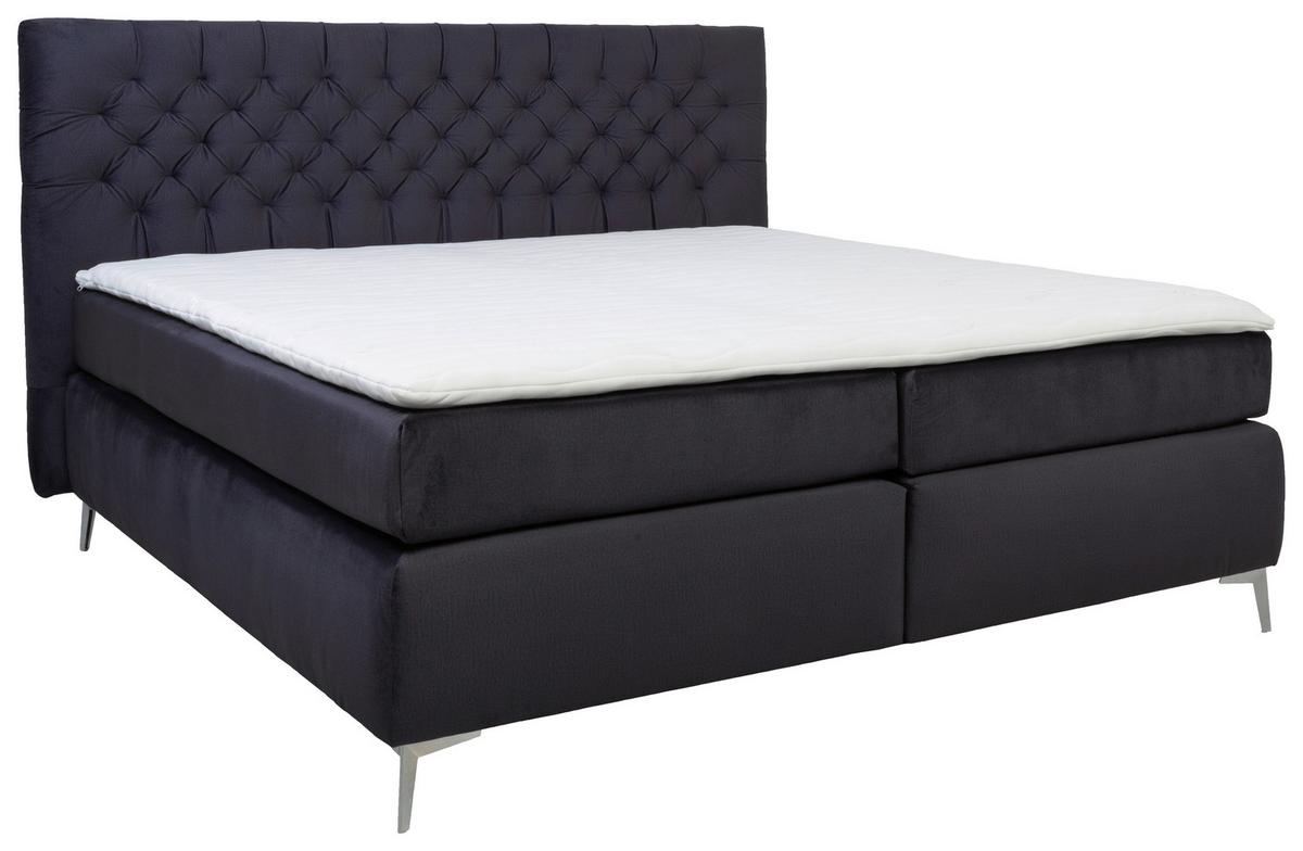 Postelja Boxspring One - barve kroma/črna, Konvencionalno, tekstil (180/200cm)