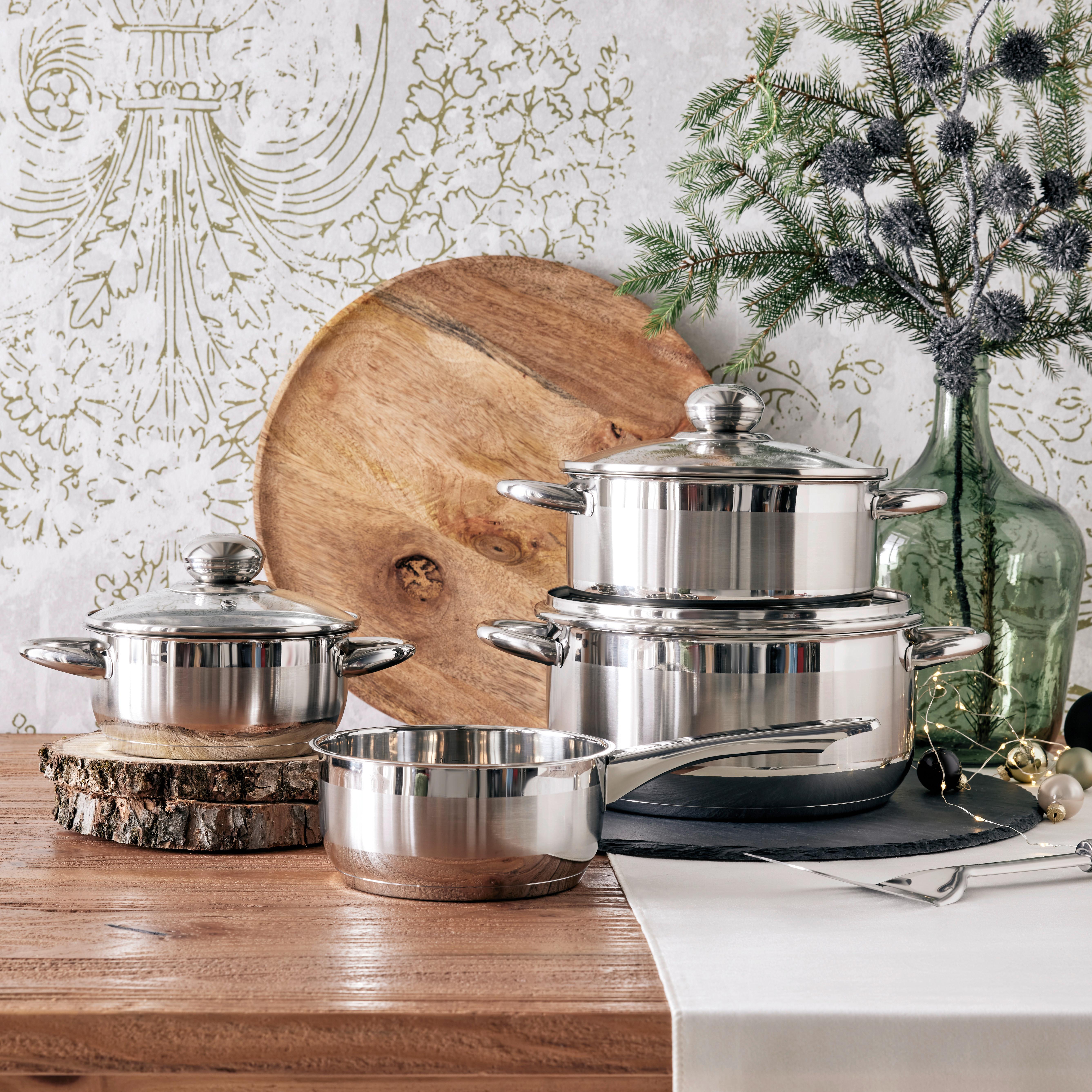 GRYT- OCH KASTRULLSET DARIA -TOP- - klar/silver, Klassisk, metall/glas - Based