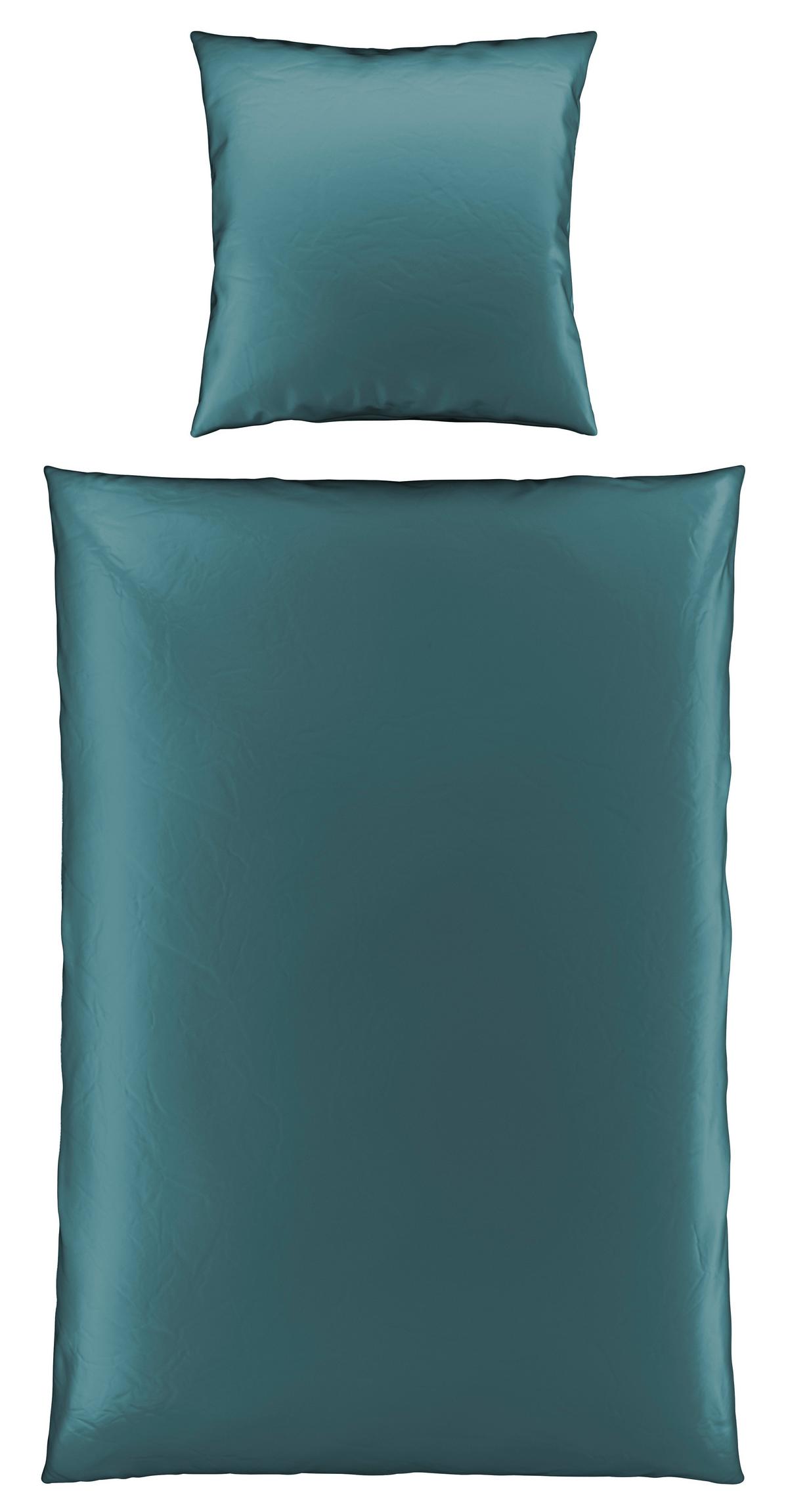 Bettwäsche Bio-Sophia Uni Petrol ca. 135x200cm - Petrol, Natur, Textil (135/200cm) - ecoTree