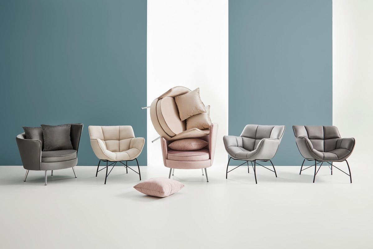 Relaxsessel Cherie Dunkelgrau Samt - Chromfarben/Dunkelgrau, MODERN, Textil/Metall (87/83/85cm) - Bessagi Home