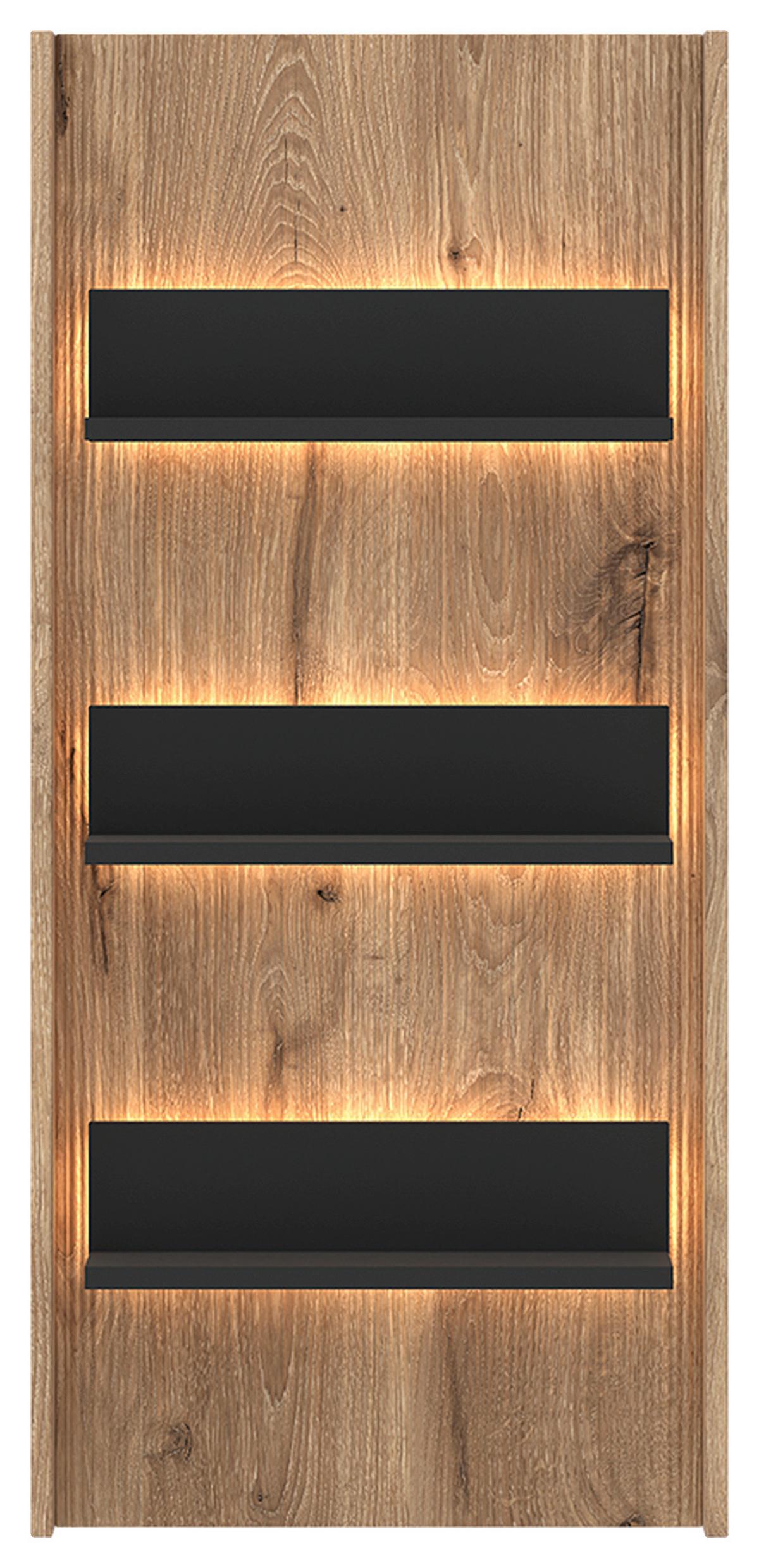 Panou de perete PARDOO - culoare lemn stejar/antracit, Trend, material pe bază de lemn (50cm) - Modern Living