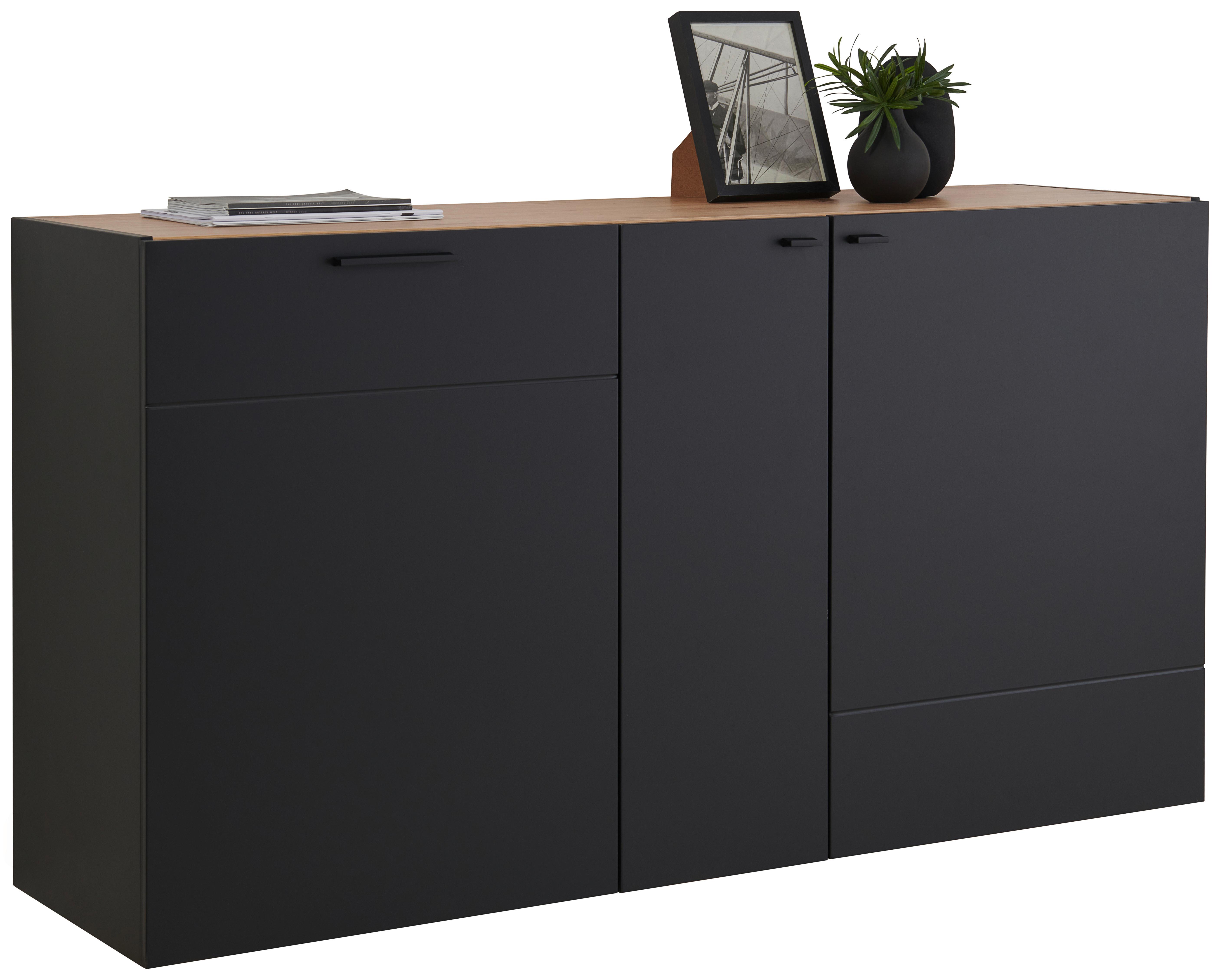 WISZĄCA SZAFKA NA BUTY TIKAH - czarny/dąb artisan, Modern, materiał drewnopochodny/metal (150,8/80/41,5cm) - Xora