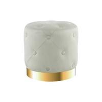 HOCKER Samt-Hocker rund in Creme - Goldfarben/Creme, Basics, Holz/Holzwerkstoff (40/40/40cm) - Kayoom