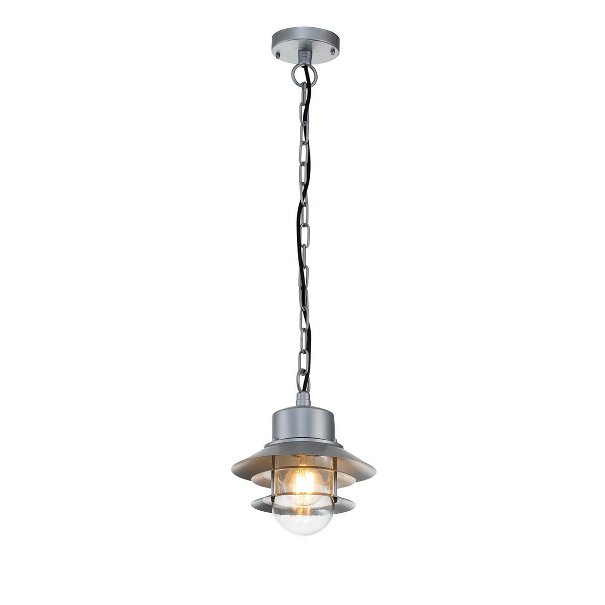 Kültéri Függőlámpa Copenhagen8-Sil - ezüstszínű, Konventionell, üveg/fém (22/37,5cm) - Elstead Lighting