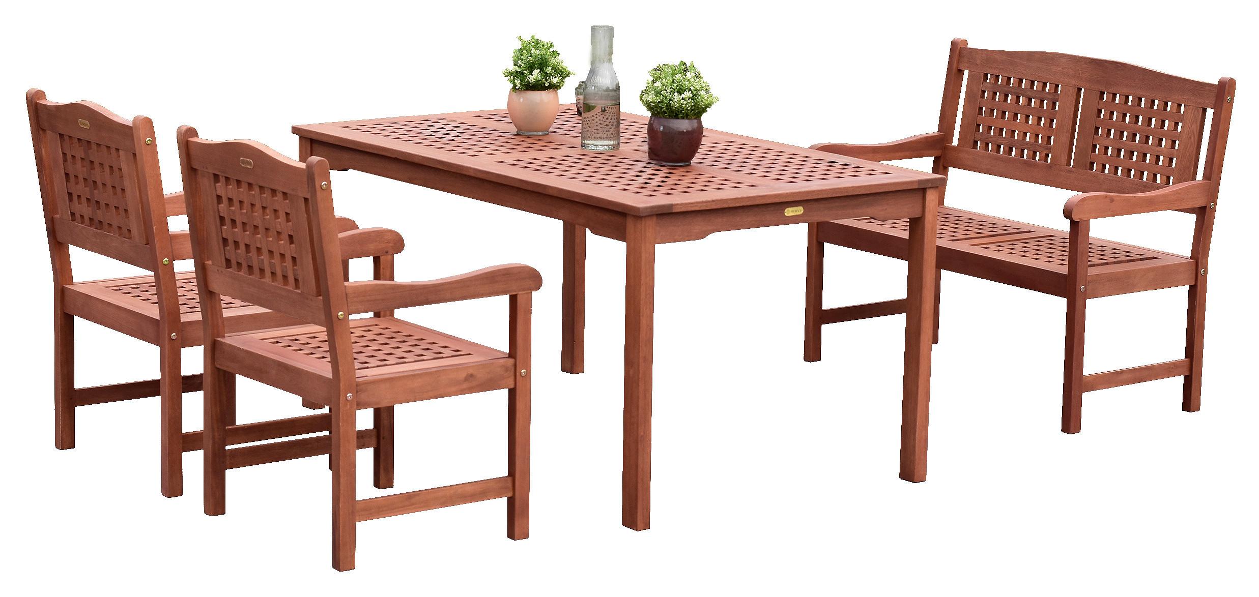 Gartenset Lima Naturfarben Echtholz - Naturfarben, MODERN, Holz - Gardenson