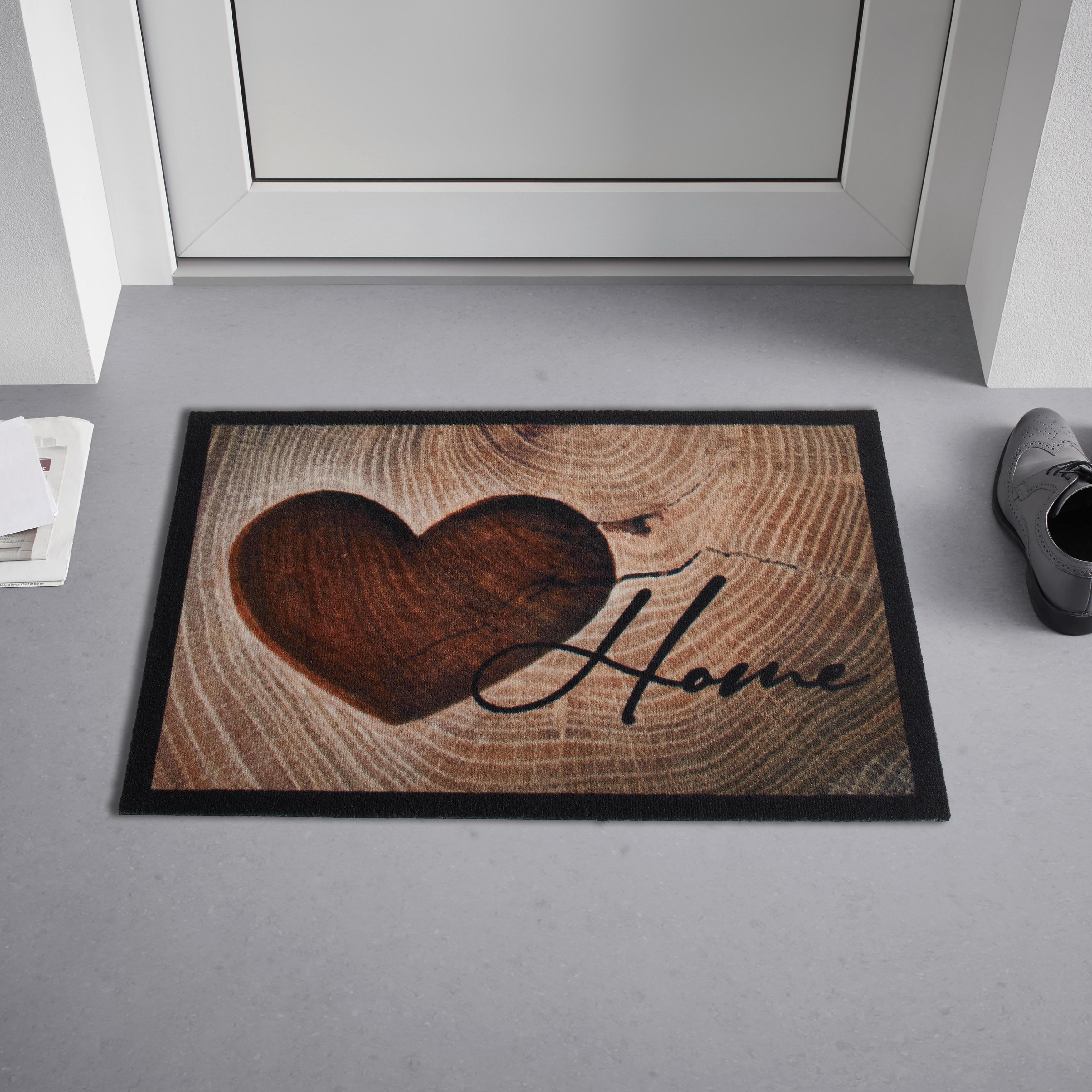 Fußmatte Love Home Wood in Braun ca. 50x70cm - Braun, Basics, Kunststoff (50/70cm) - Modern Living