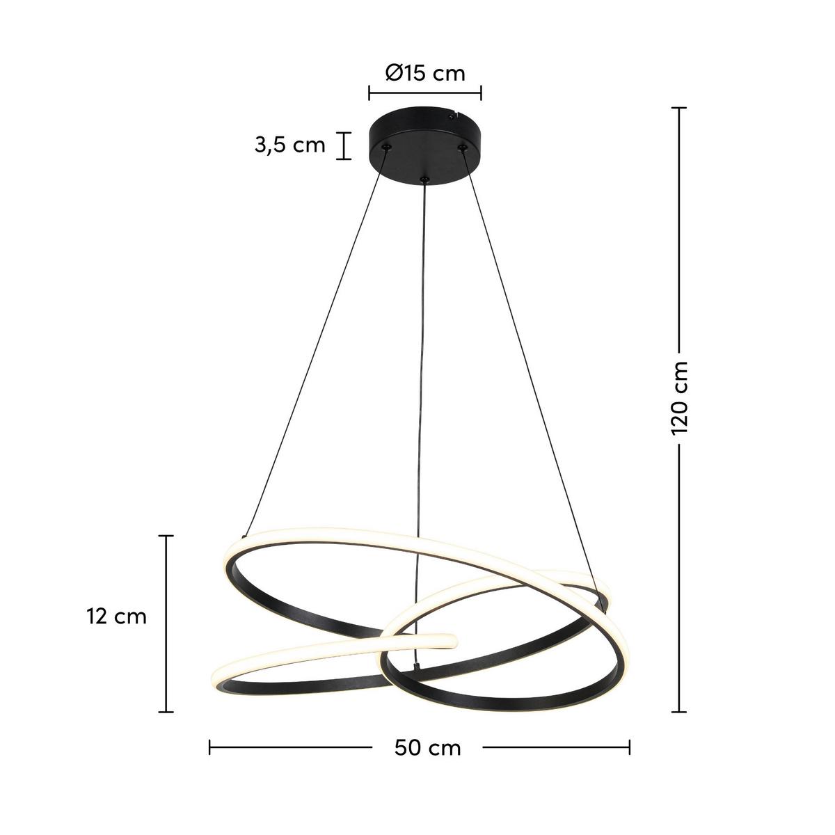 Lampă suspendată cu LED Mofer - negru, Modern, plastic/metal (50/120cm) - Premium Living
