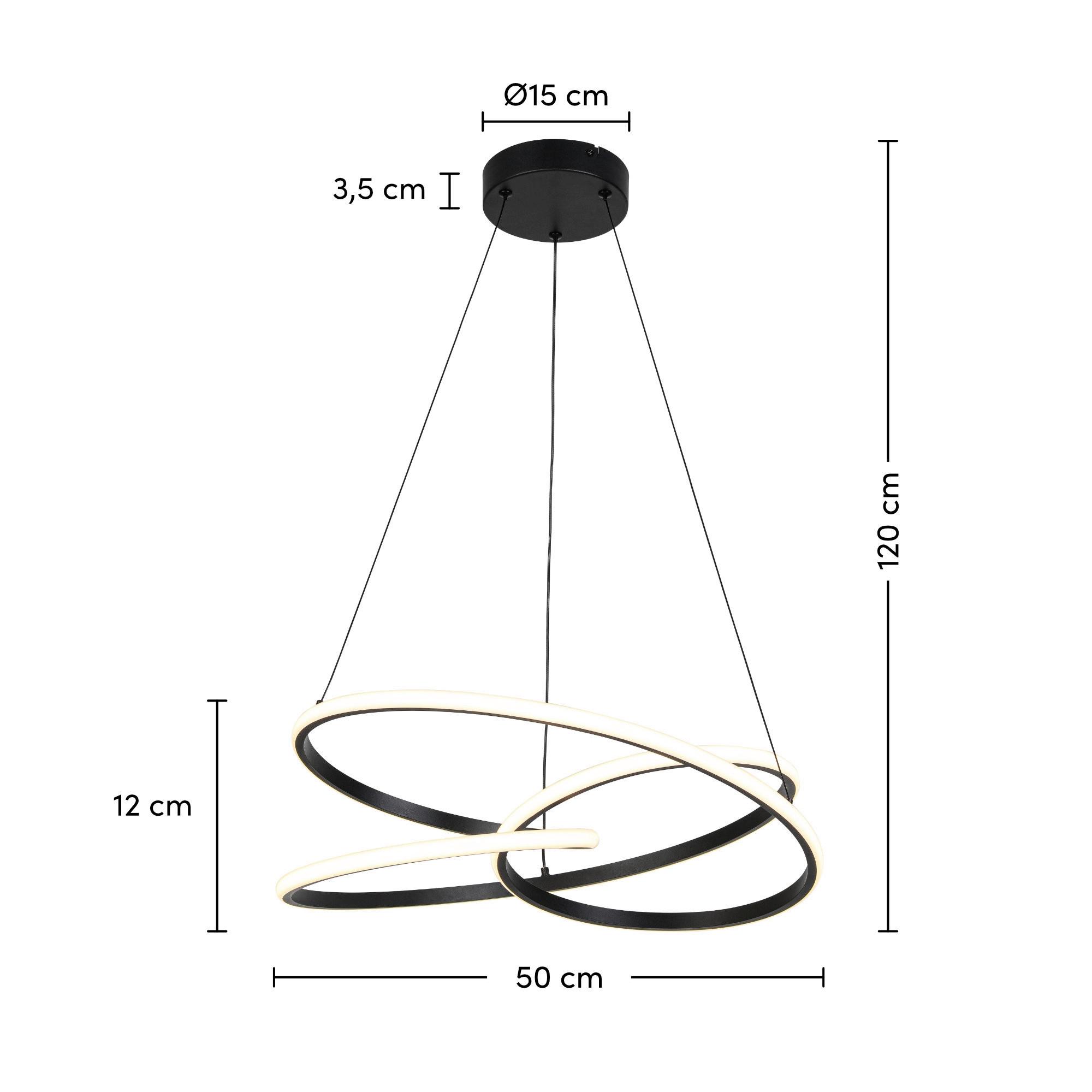 LED-HÄNGLAMPA MOFER -AKT- - svart, Modern, metall/plast (50/12/120cm) - Premium Living