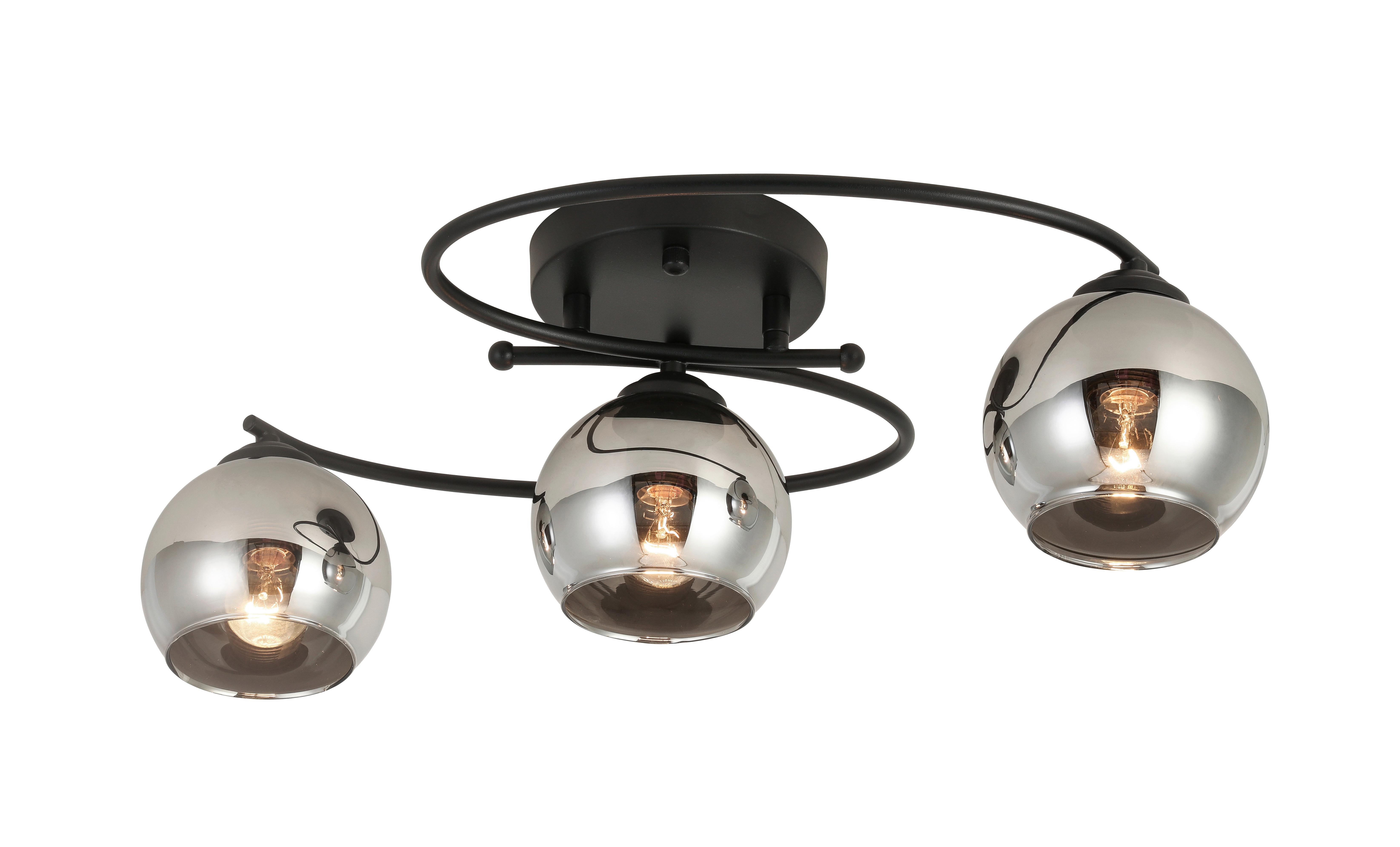 Mennyezeti Lámpa Miom - krómszínű/fekete, Modern, Üveg/fém (64/32/15cm) - Modern Living