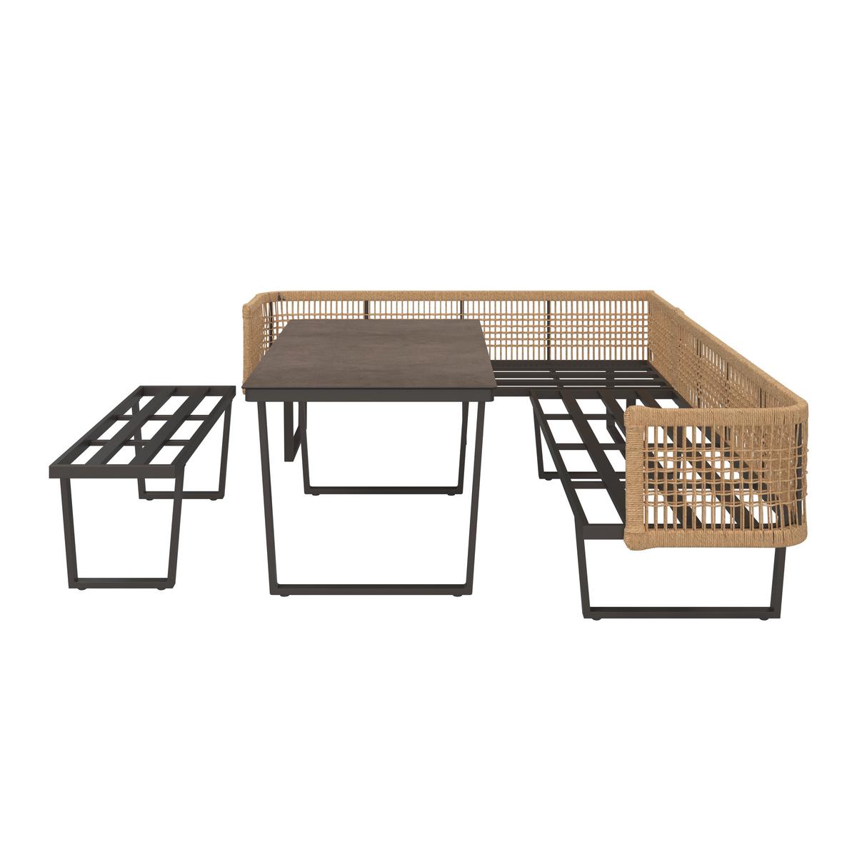 Lounge Garnitura Bologna, Antracit, Rjava, 4-Delno - naravne barve/rjava, Moderno, kovina/umetna masa (256/198cm) - Beldano