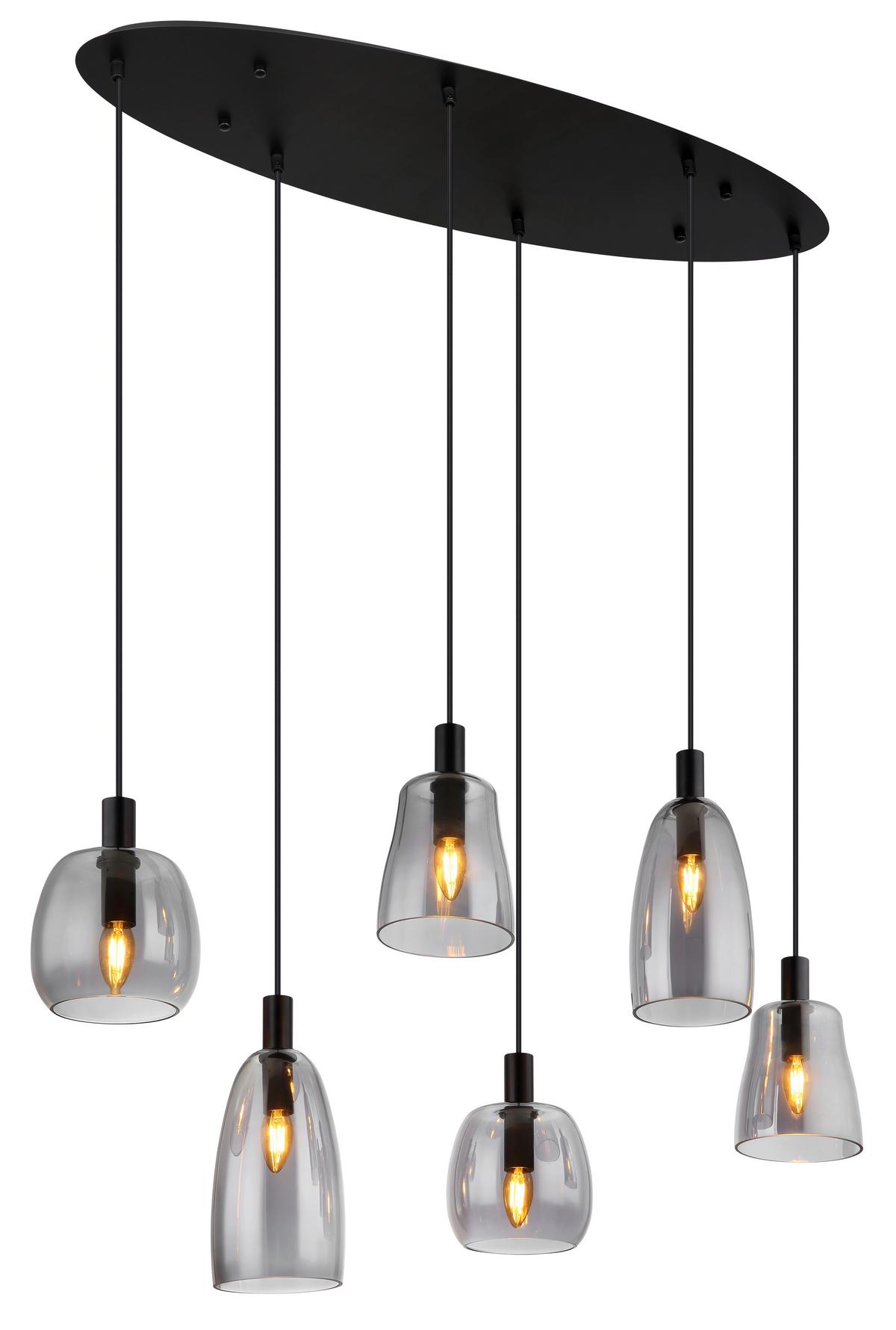 Hängeleuchte Garri max. 40 Watt - Schwarz, Design, Glas/Metall (97/32,5/130cm) - Globo