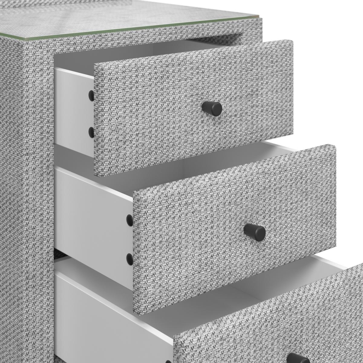 Noćni Stočić Brisbane I - svetlosiva, Trendi, staklo/tekstil (49,5/56,5/46cm) - Premium Living