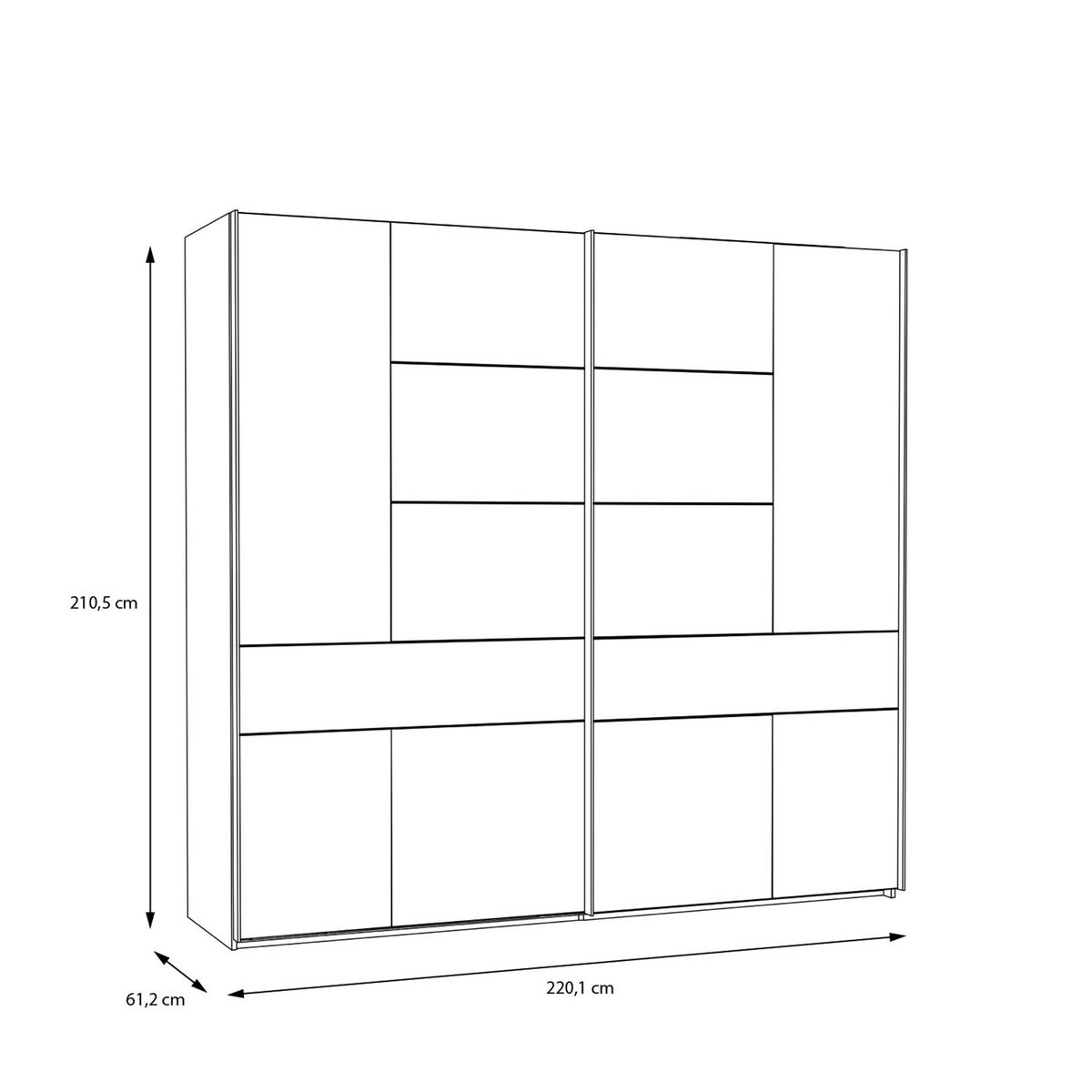 Omara Z Drsnimi Vrati Whenua, Barva Hrasta, Zelena - barve hrasta/žajbljevo zelena, Moderno, kovina/leseni material (220/210,5/62cm) - Mömax