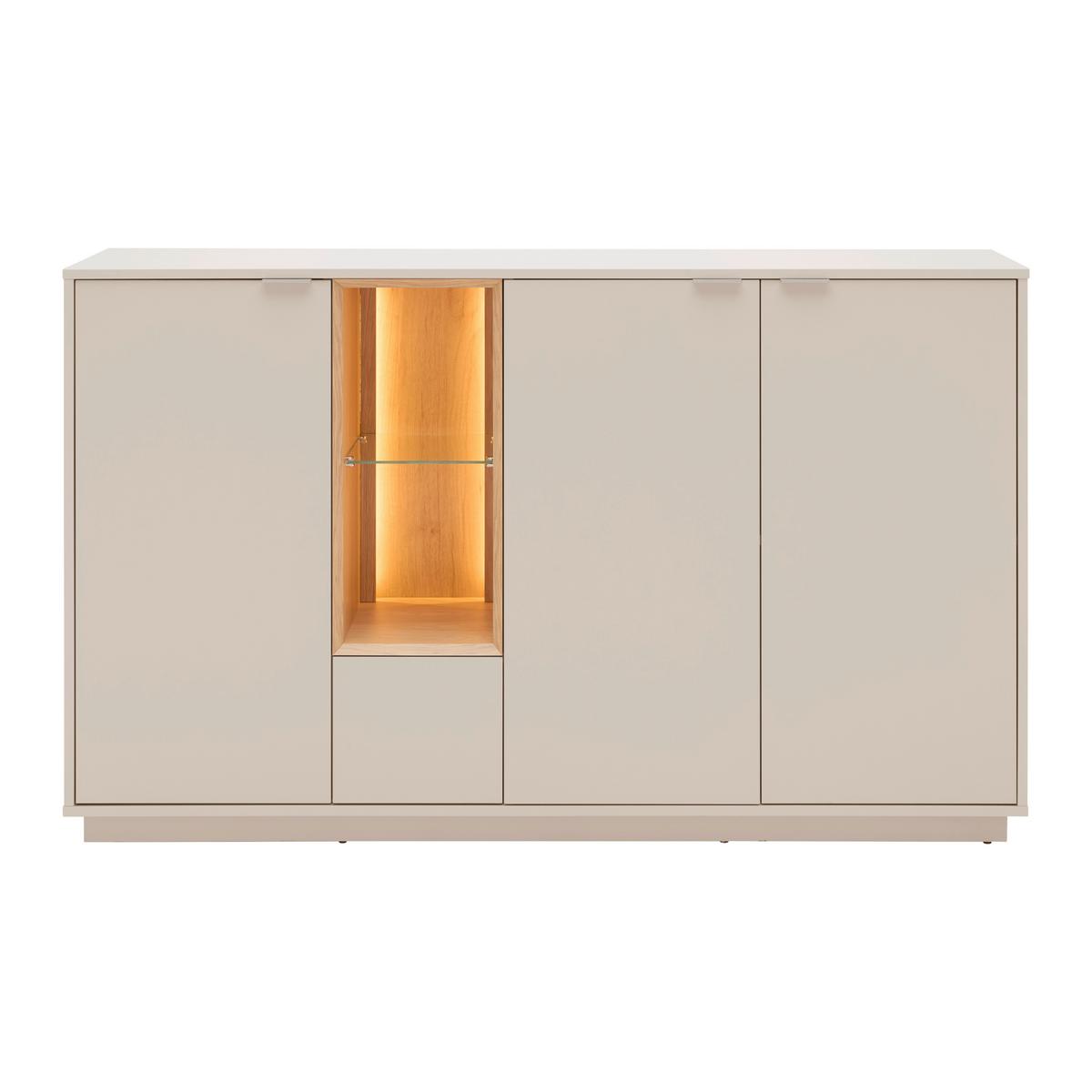 Sideboard Velasca Eichefarben/Kaschmir - Kaschmir/Eichefarben, MODERN, Glas/Holzwerkstoff (158,6/95,4/40cm) - Premium Living
