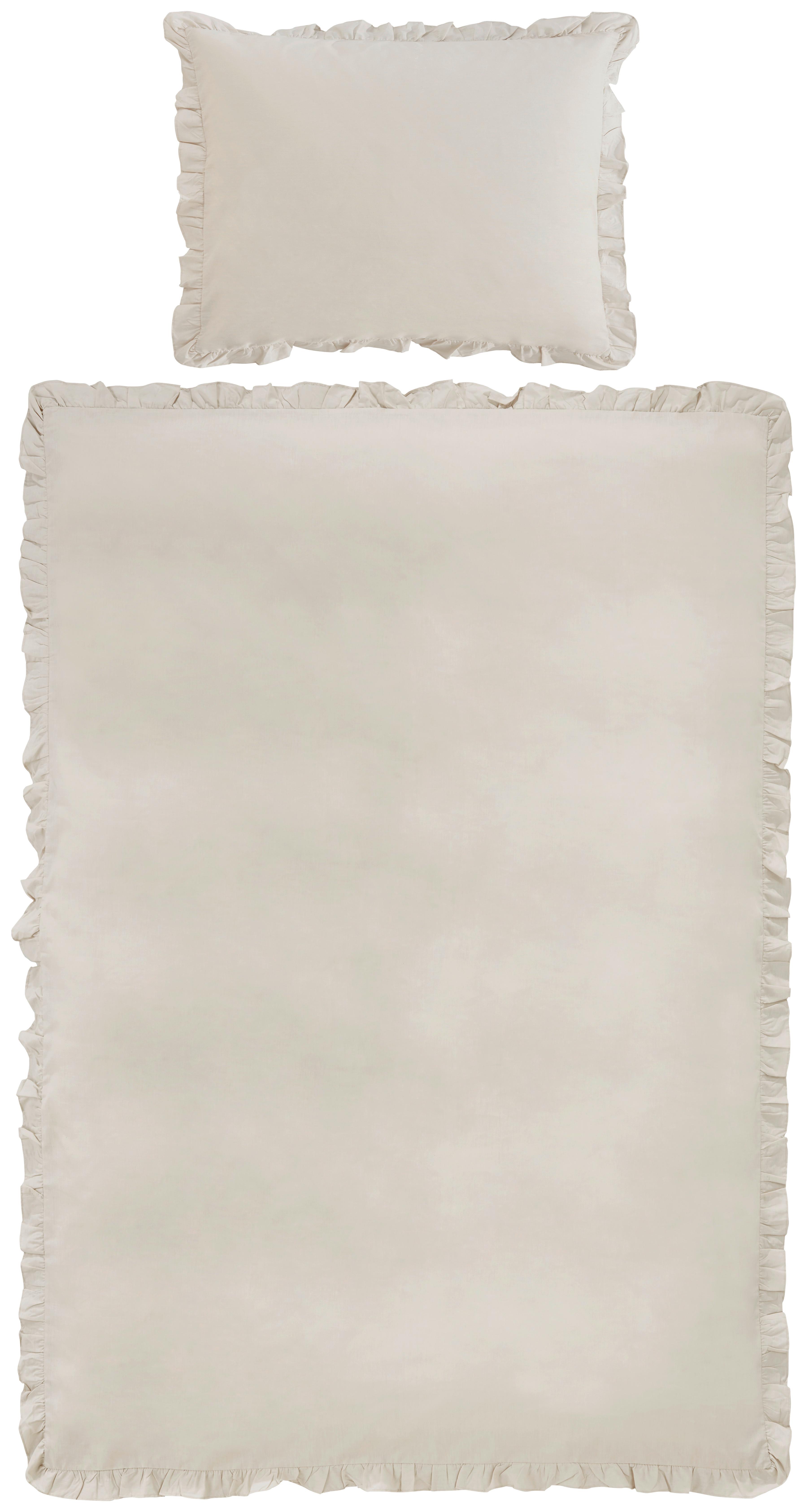 Bettwäsche Rüschen Sand ca. 140x200cm - Sandfarben, ROMANTIK / LANDHAUS, Textil (140/200cm) - Zandiara