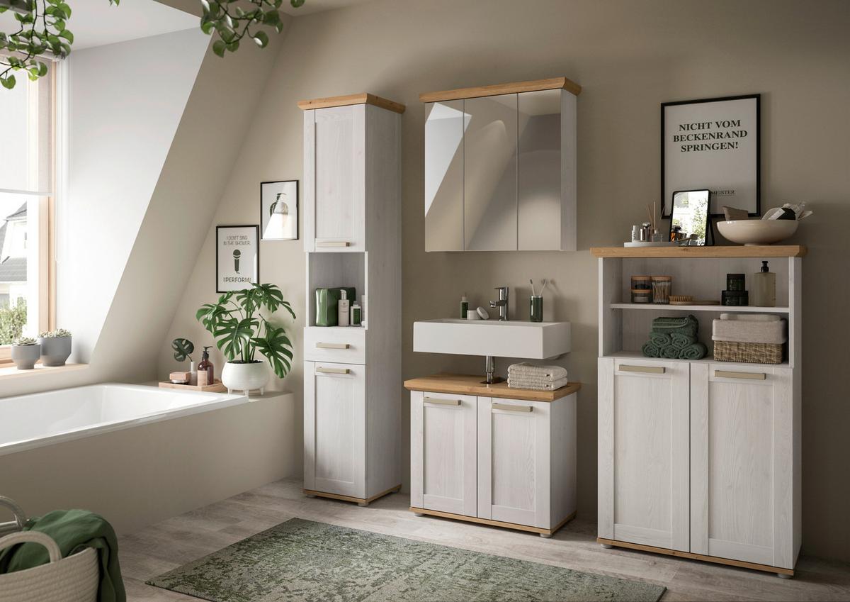 Midischrank Verona Lärchefarben/Eiche Artisan - Silberfarben/Lärchefarben, Trend, Holzwerkstoff/Kunststoff (74/116/34cm) - MID.YOU