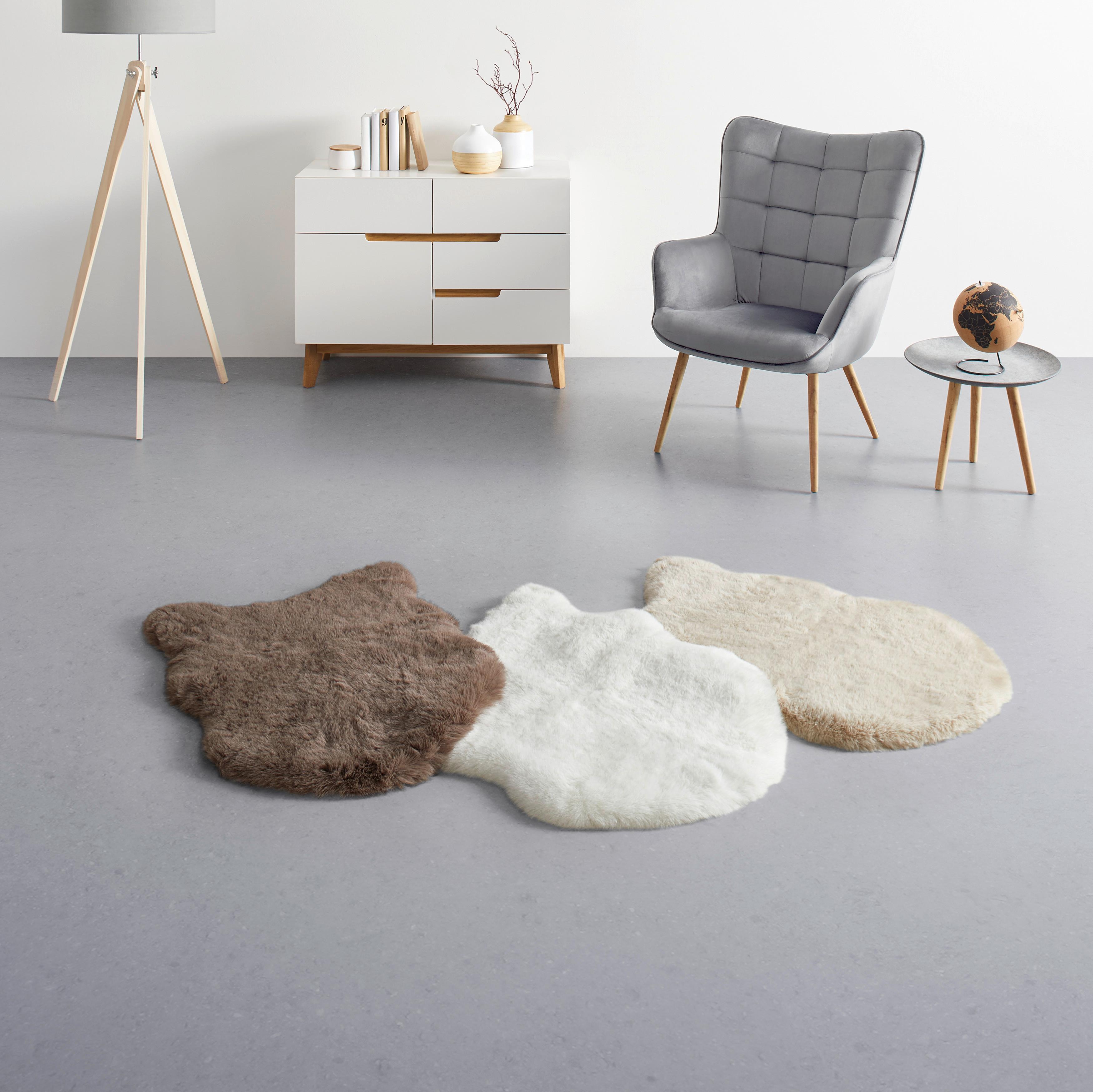 Kunstfell Bob Braun/Weiss/Beige ca. 60x90cm - Weiss/Beige, Lifestyle, Textil (60/90cm) - Mömax